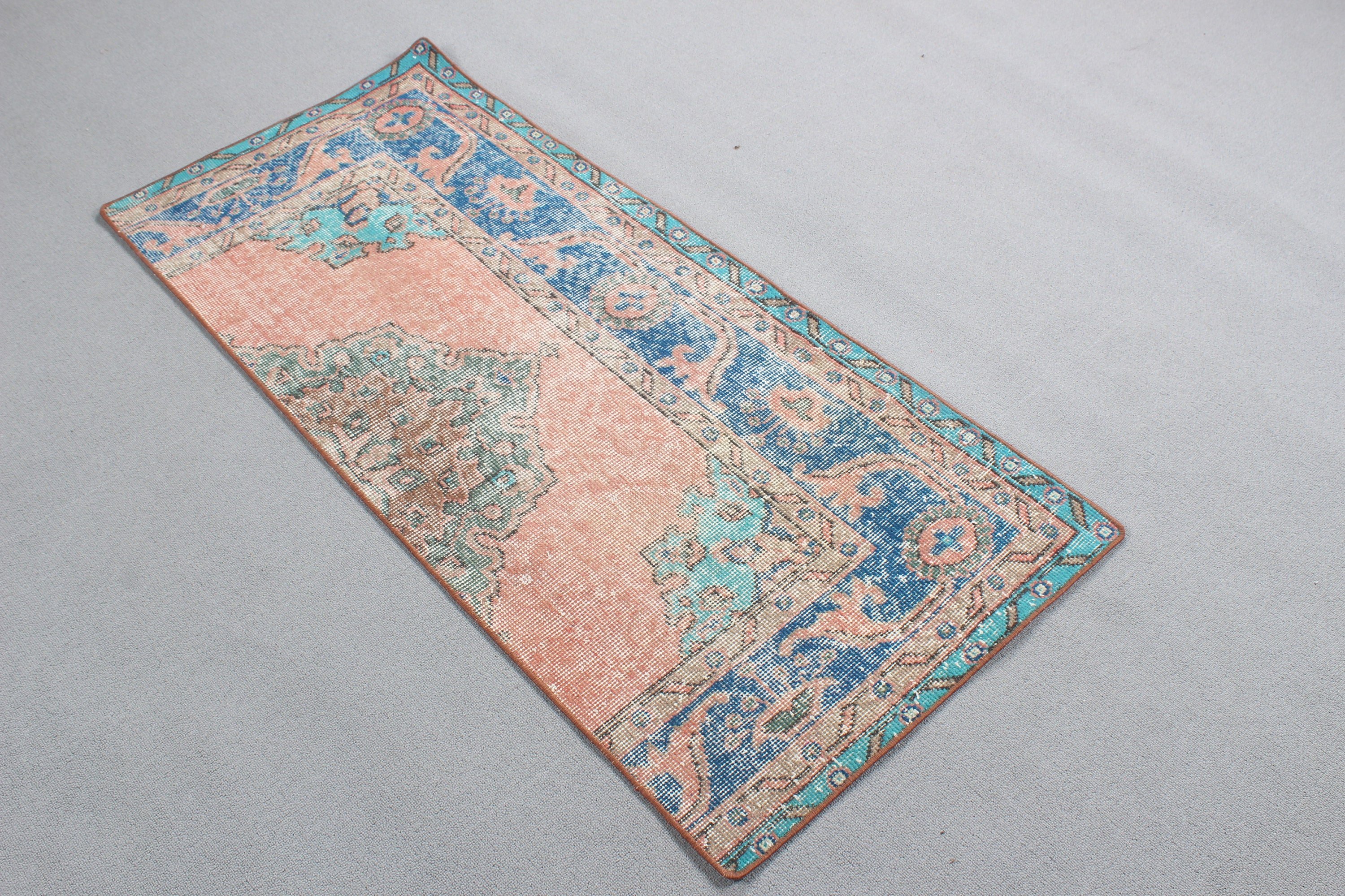 Oriental Rug, Organic Rug, Vintage Rugs, Neutral Rugs, Turkish Rug, 2.1x4.8 ft Small Rugs, Small Boho Rugs, Blue Modern Rug, Small Area Rug