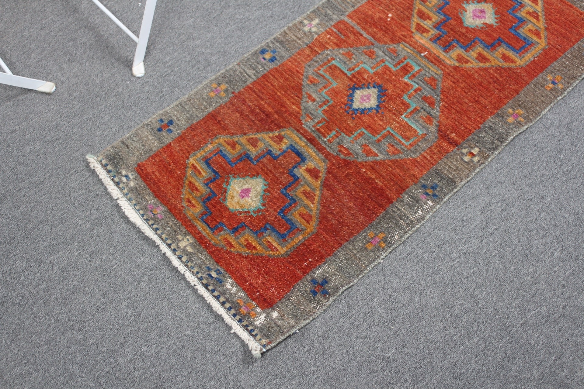 Wall Hanging Rug, Vintage Rug, Turkish Rugs, Anatolian Rug, Red Wool Rug, Bedroom Rug, Bathroom Rug, 1.5x3 ft Small Rugs, Abstract Rugs