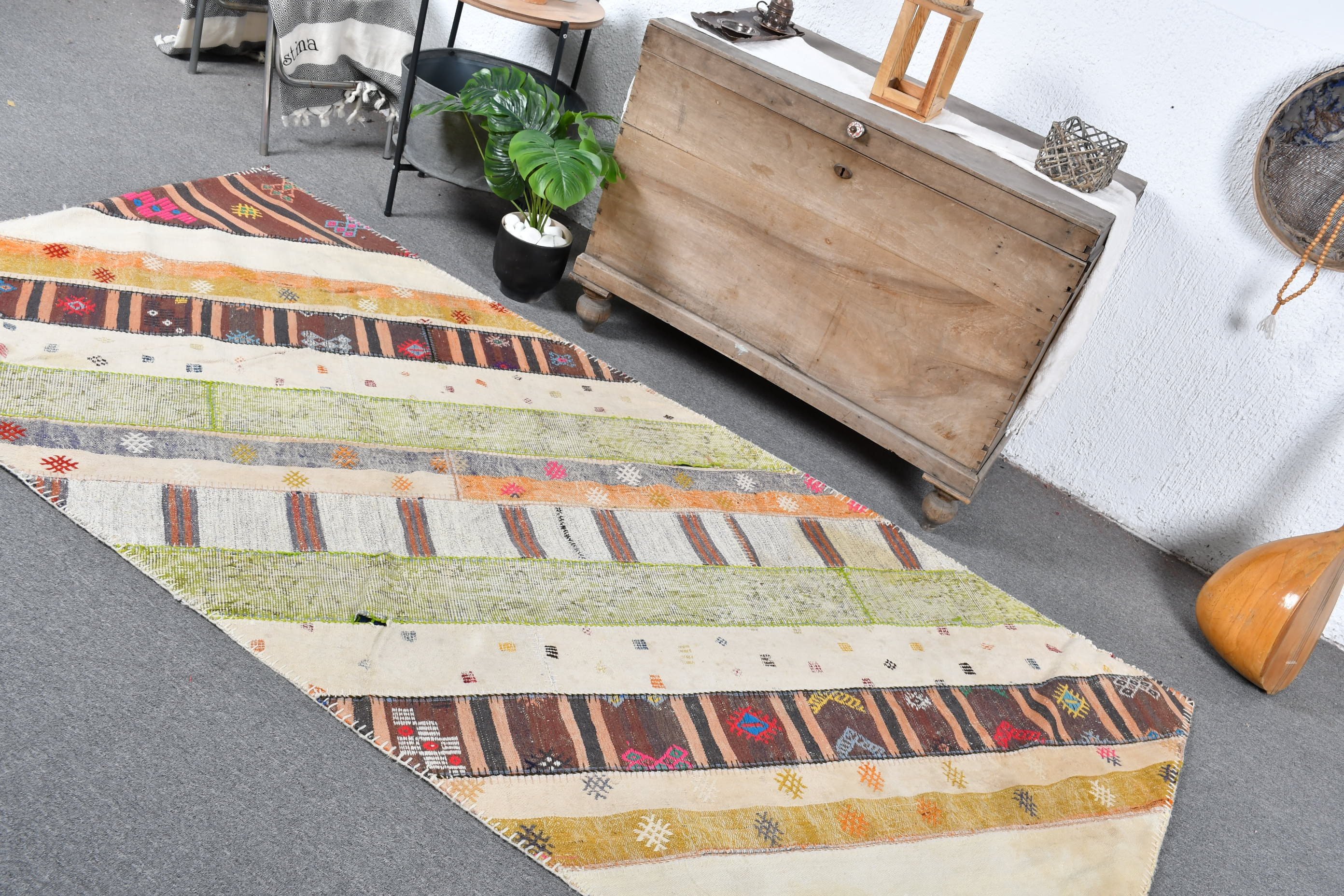 Moroccan Rug, Turkish Rugs, Dining Room Rugs, 3.9x8.2 ft Area Rug, Oriental Rugs, White Oriental Rug, Custom Rug, Vintage Rugs, Bedroom Rug