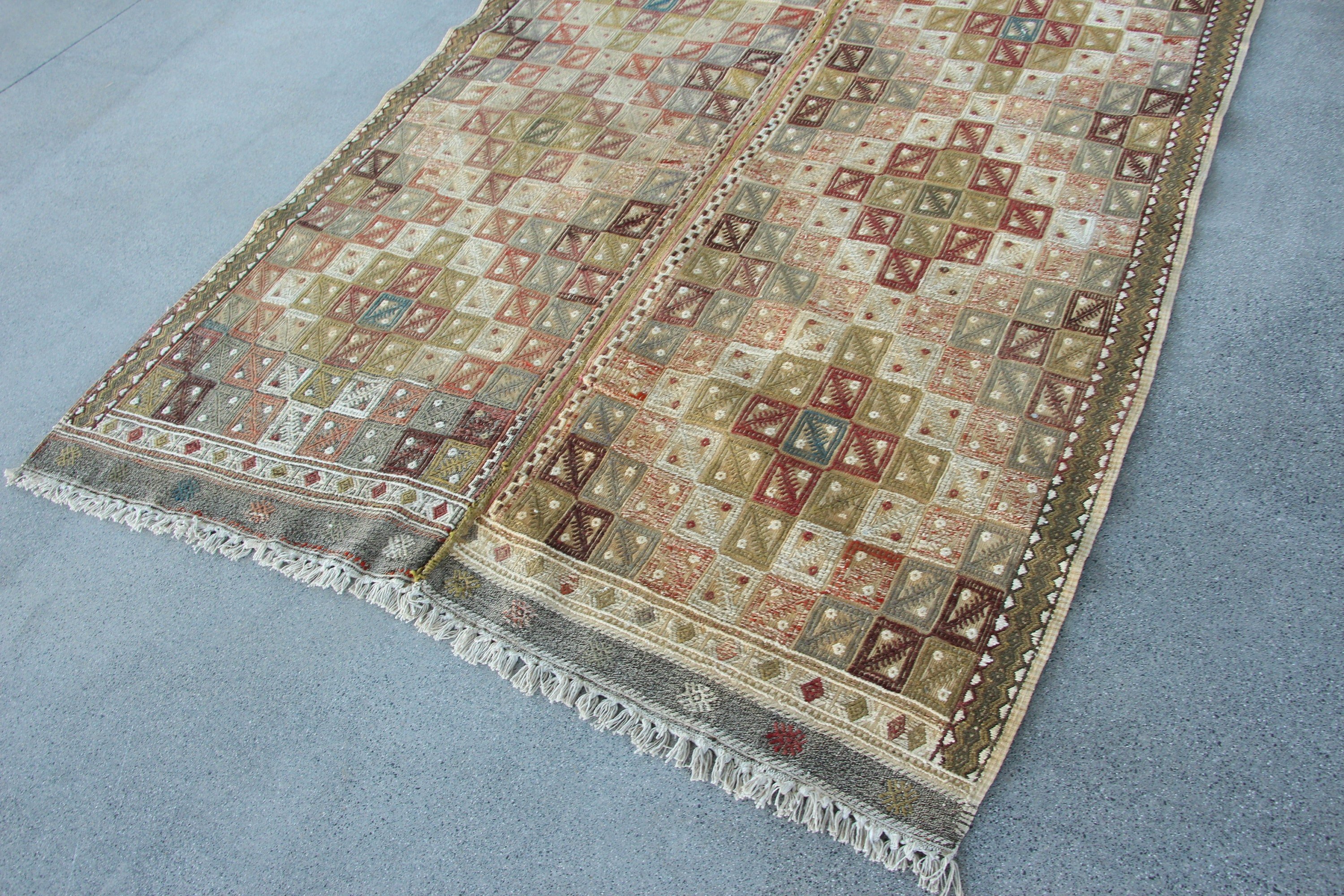 Salon Halıları, Vintage Halılar, 5,1x8,3 ft Büyük Halılar, Oturma Odası Halısı, Türk Halısı, Boho Halısı, Kilim, Yer Halısı, Gökkuşağı Oushak Halısı