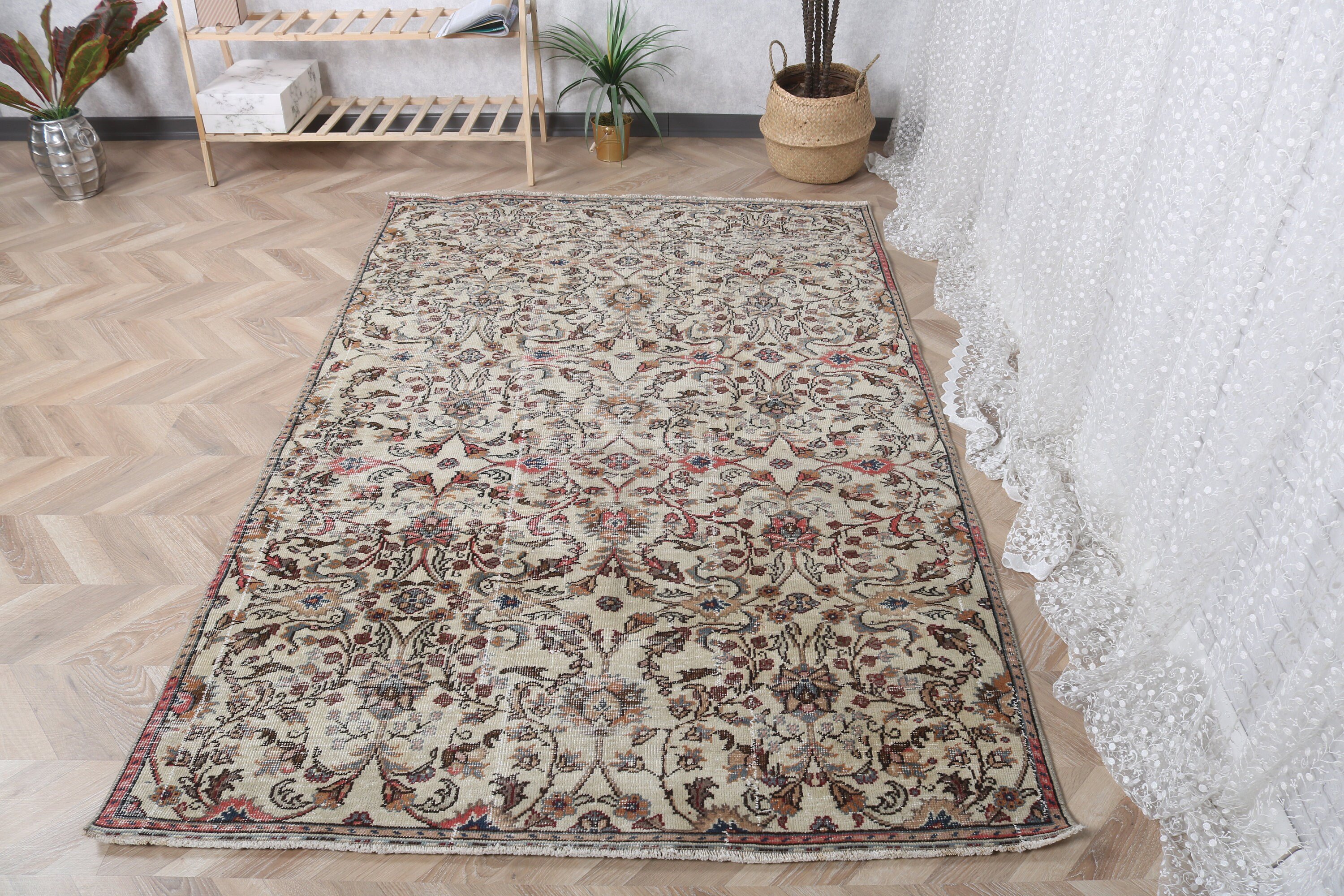 Nursery Rugs, Vintage Rugs, Neutral Rugs, Indoor Rugs, Turkish Rugs, Beige Boho Rug, Modern Rugs, Vintage Decor Rugs, 4.7x7.2 ft Area Rugs