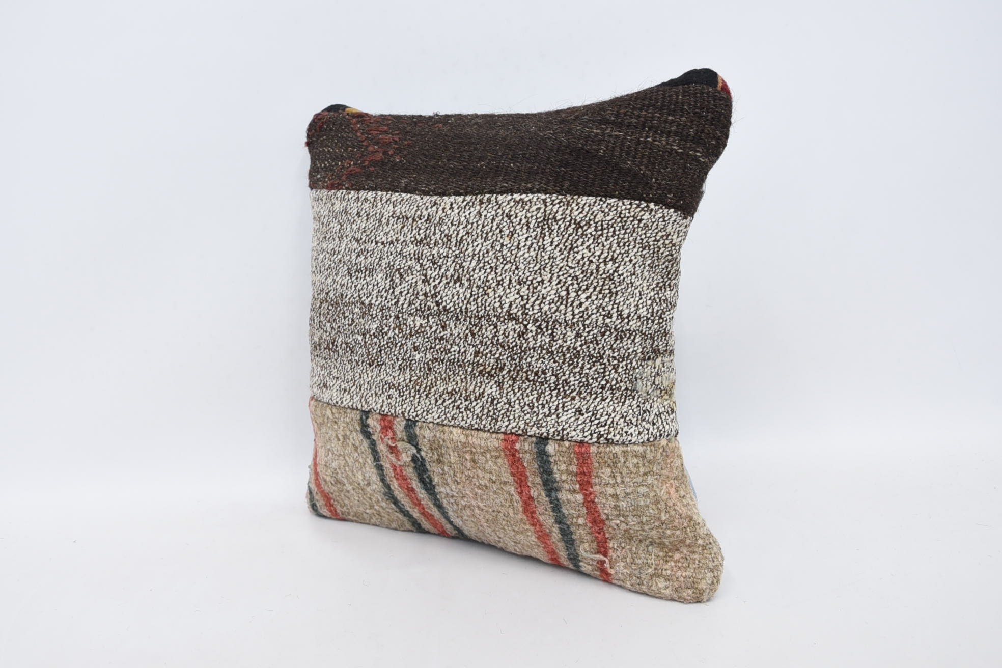 Bolster Throw Cushion Cover, Throw Kilim Pillow, Turkish Kilim Pillow, 16"x16" Beige Cushion Cover, Vintage Kilim Pillow