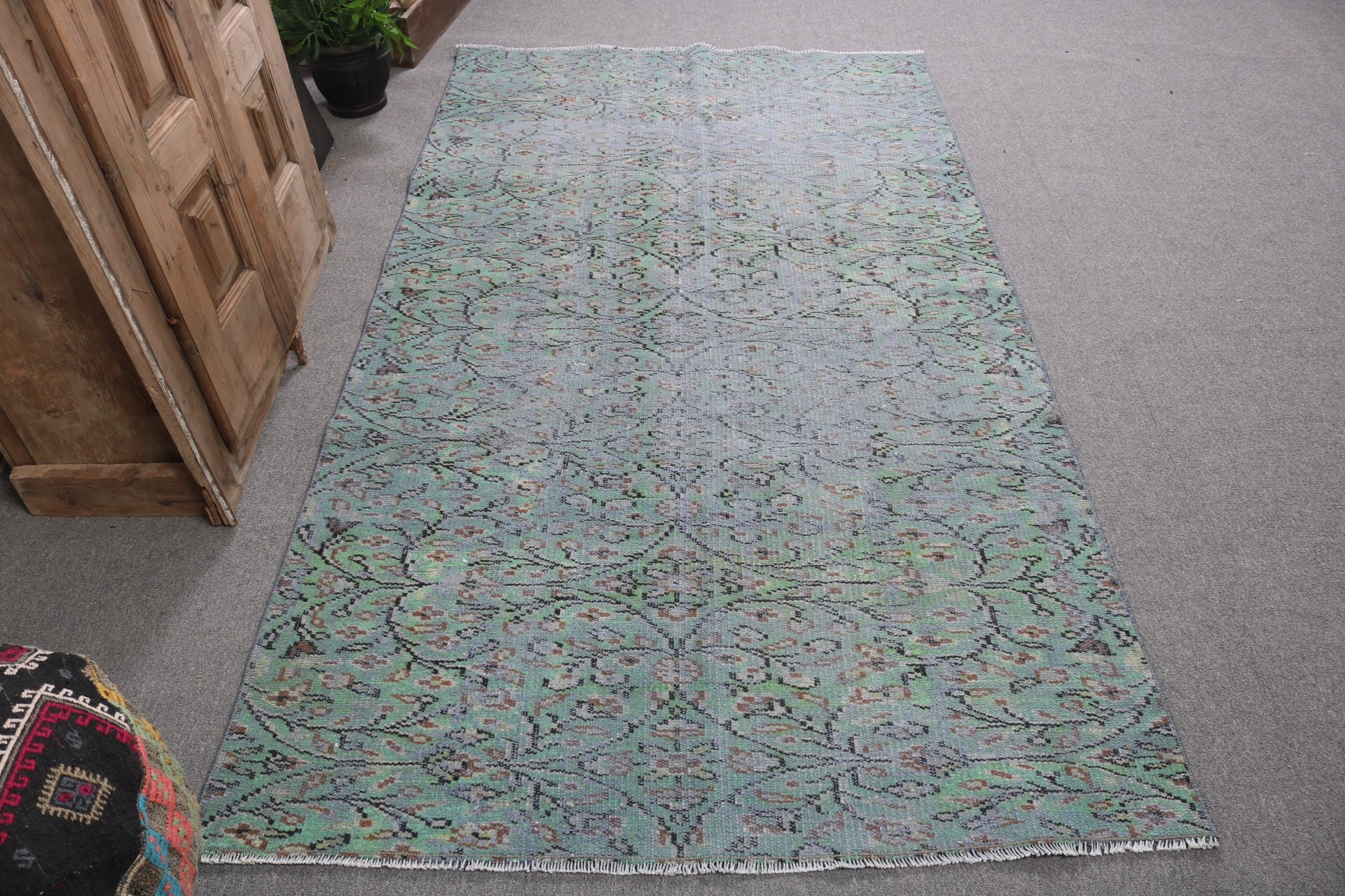 Gri Anadolu Halısı, Lüks Halı, Türk Halısı, Yün Halısı, Vintage Halı, Ev Halıları, El Dokuma Halıları, 4.3x7.6 ft Alan Halısı, Oturma Odası Halısı