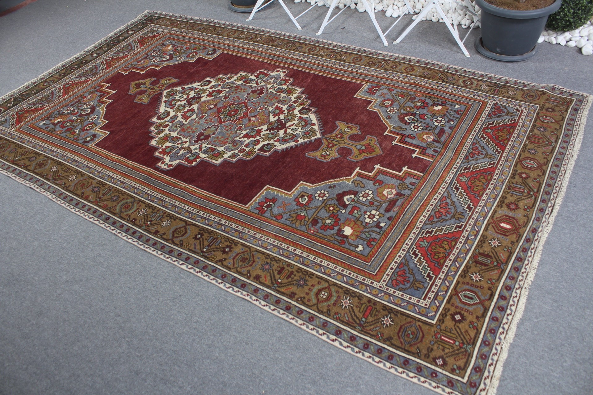 Mor Mutfak Halıları, 5.5x9.5 ft Büyük Halı, Vintage Halı, Oturma Odası Halısı, Yatak Odası Halıları, Türk Halısı, Yün Halısı, Anadolu Halısı, Salon Halısı