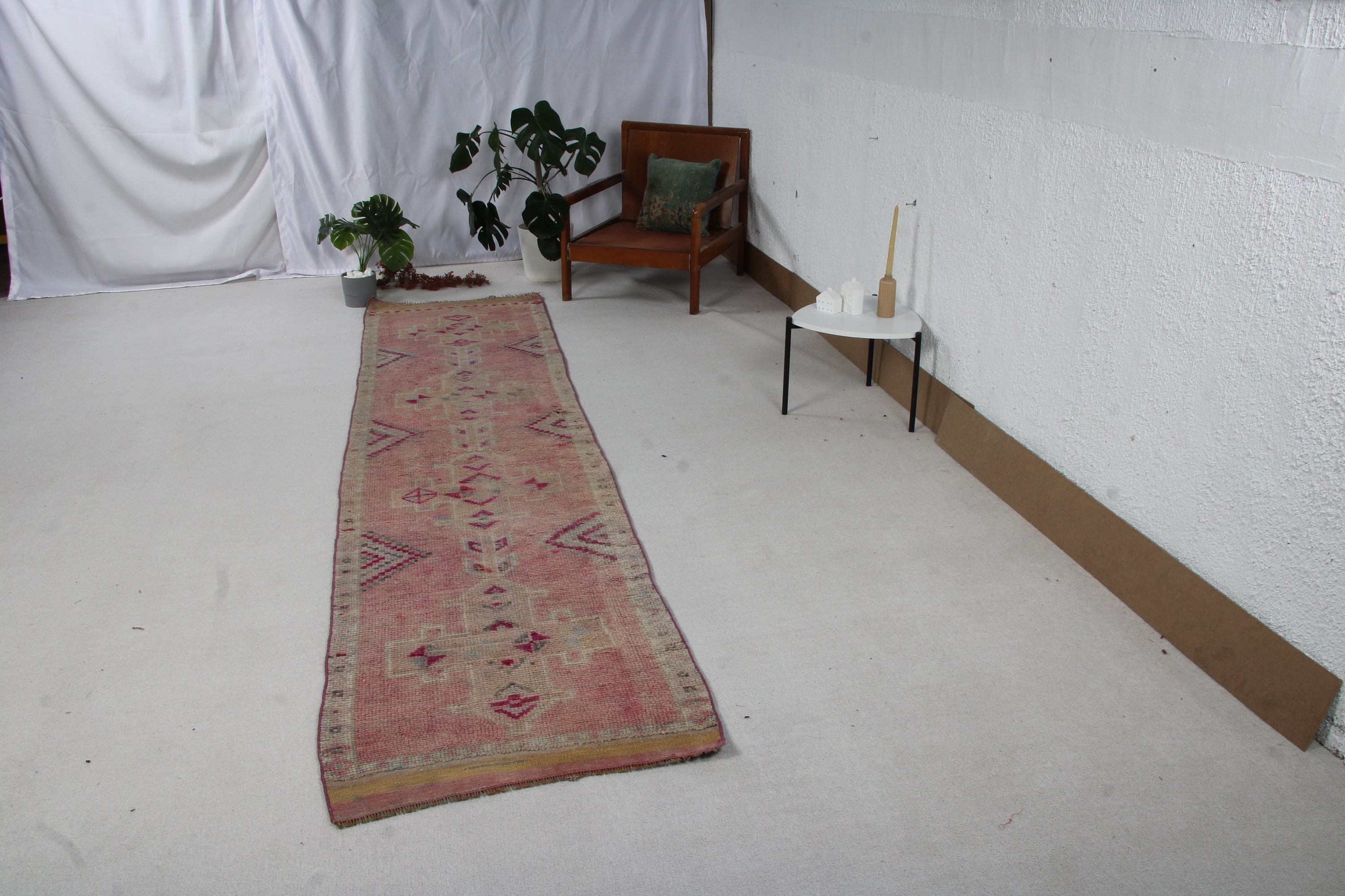 3.1x10.7 ft Runner Halı, Mor El Dokuma Halı, Yatak Odası Halıları, Beni Ourain Runner Halı, Etnik Halılar, Vintage Halılar, Anadolu Halıları, Türk Halıları