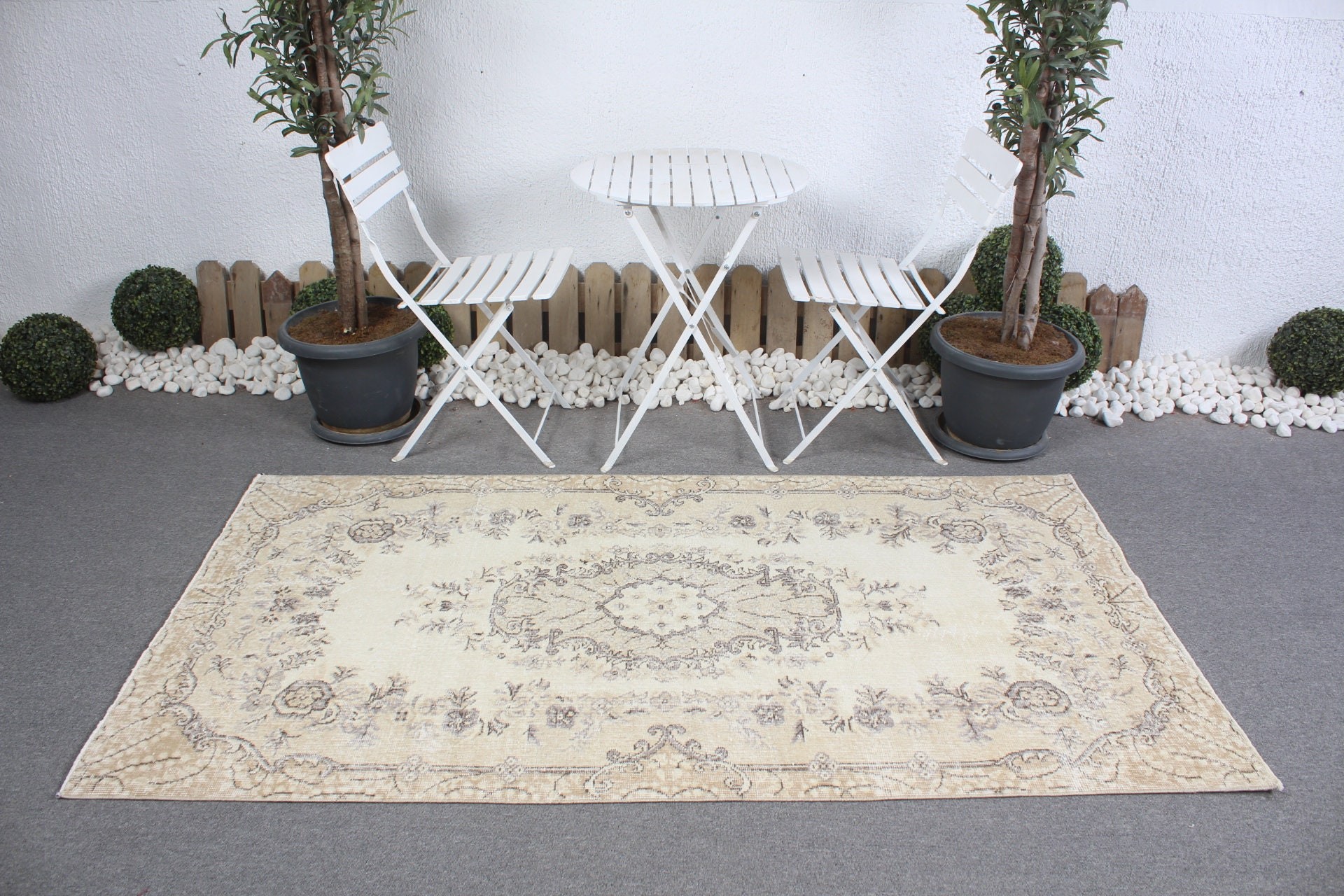 Bedroom Rug, Floor Rugs, Rugs for Indoor, Kitchen Rugs, Moroccan Rug, Turkish Rugs, Vintage Rug, Beige  3.8x6.9 ft Area Rugs