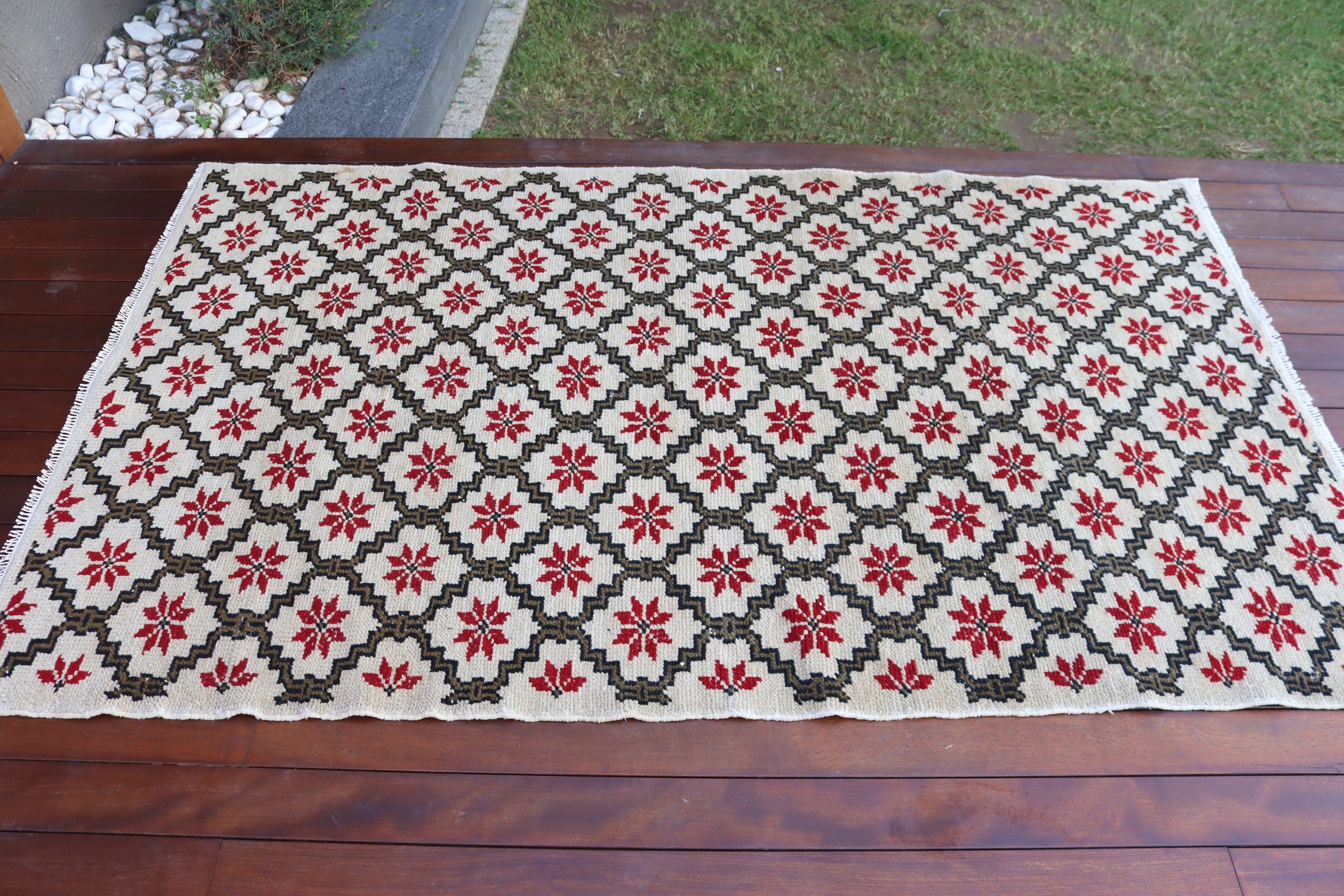 Oushak Halısı, Mutfak Halıları, Etnik Halı, Türk Halıları, Yatak Odası Halıları, 3,9x6,6 ft Alan Halısı, Açıklama Halıları, Vintage Halı, Bej Oushak Halısı