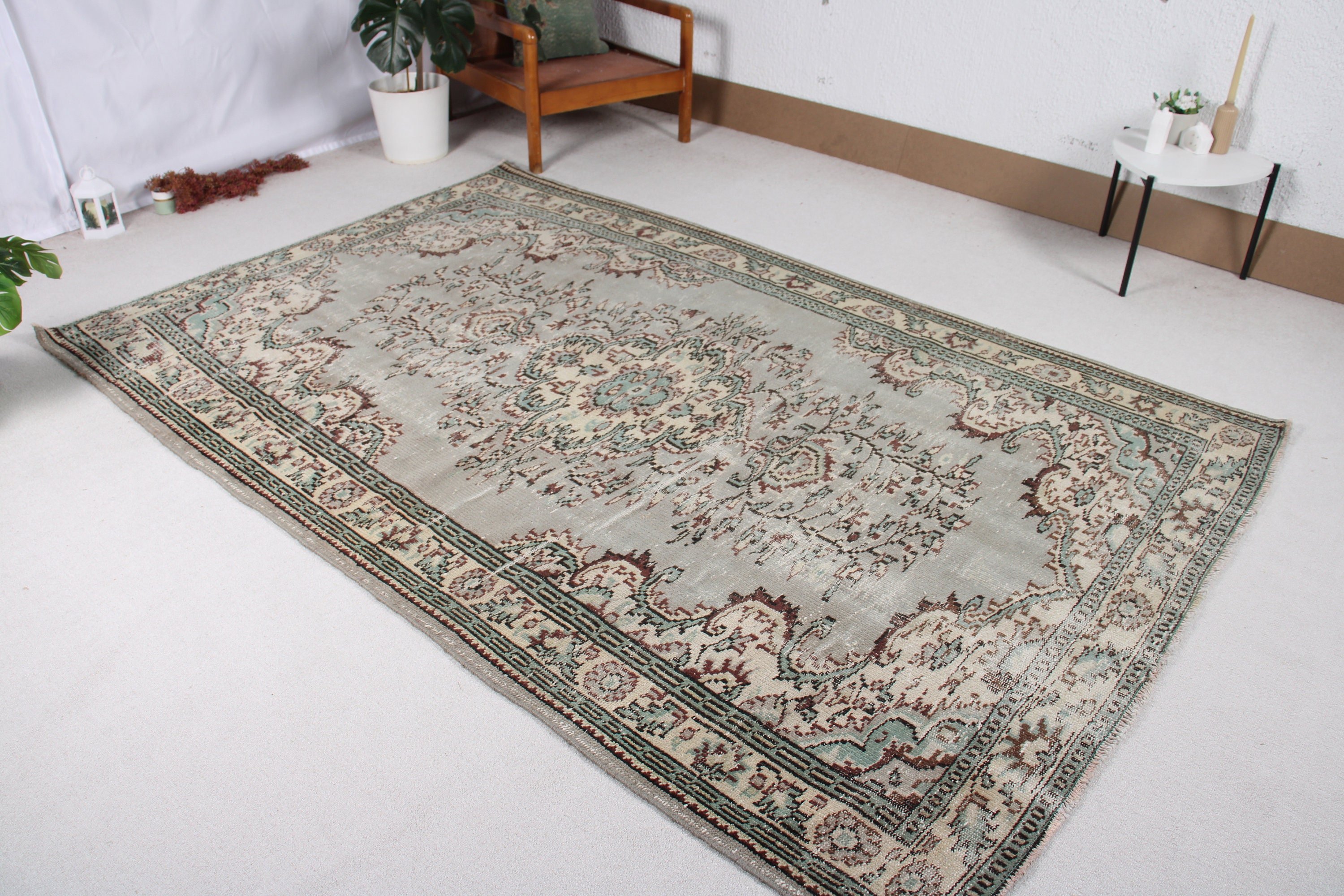 Oryantal Halı, Türk Halıları, Vintage Halı, Yatak Odası Halısı, Salon Halıları, Modern Halılar, 5.7x8.6 ft Büyük Halılar, Gri Yatak Odası Halıları, Büyük Vintage Halı