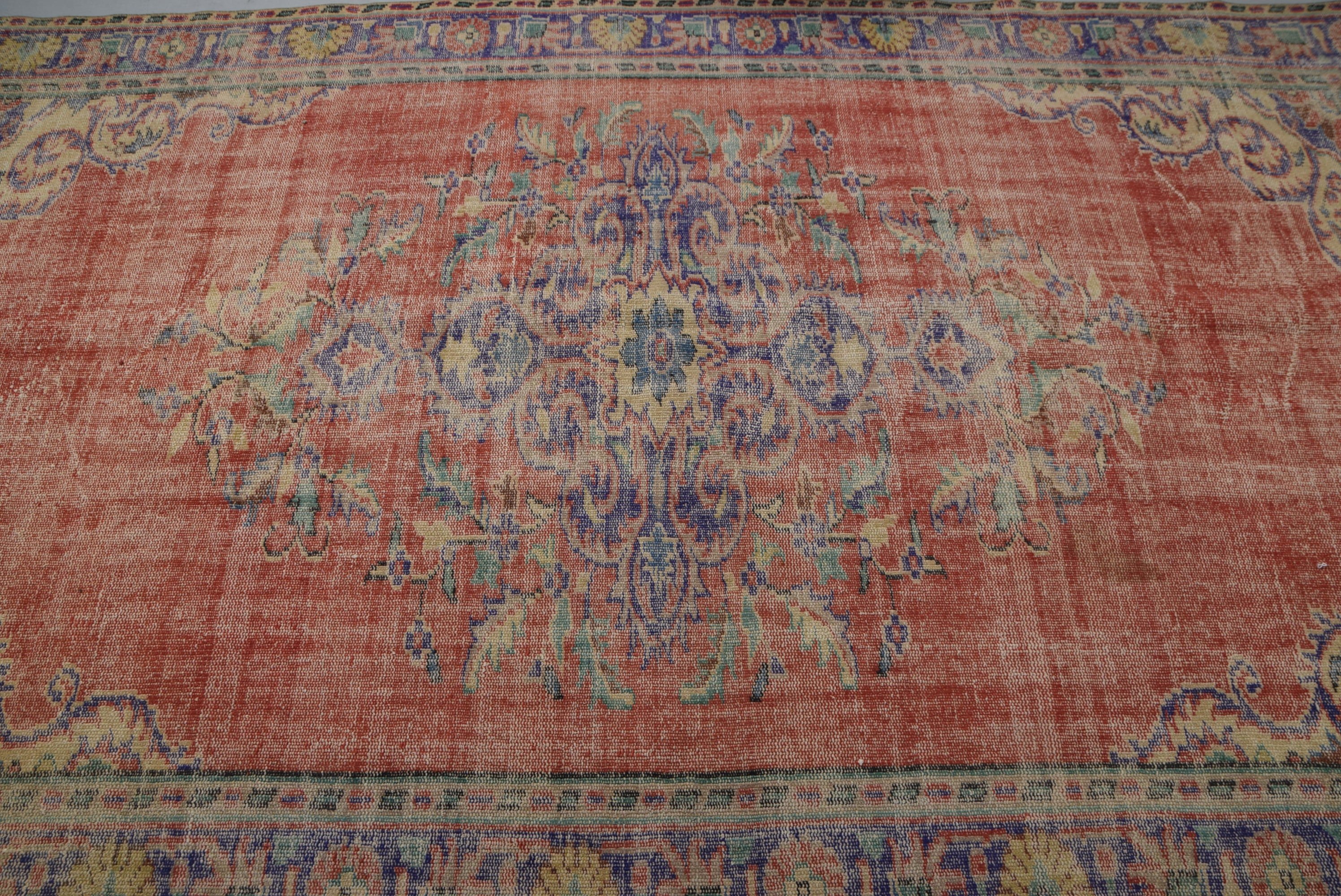 Vintage Halı, Fas Halısı, Türk Halısı, 5.9x9.7 ft Büyük Halılar, Oushak Halısı, Yatak Odası Halısı, Doğal Halı, Turuncu Oushak Halısı, Oturma Odası Halısı