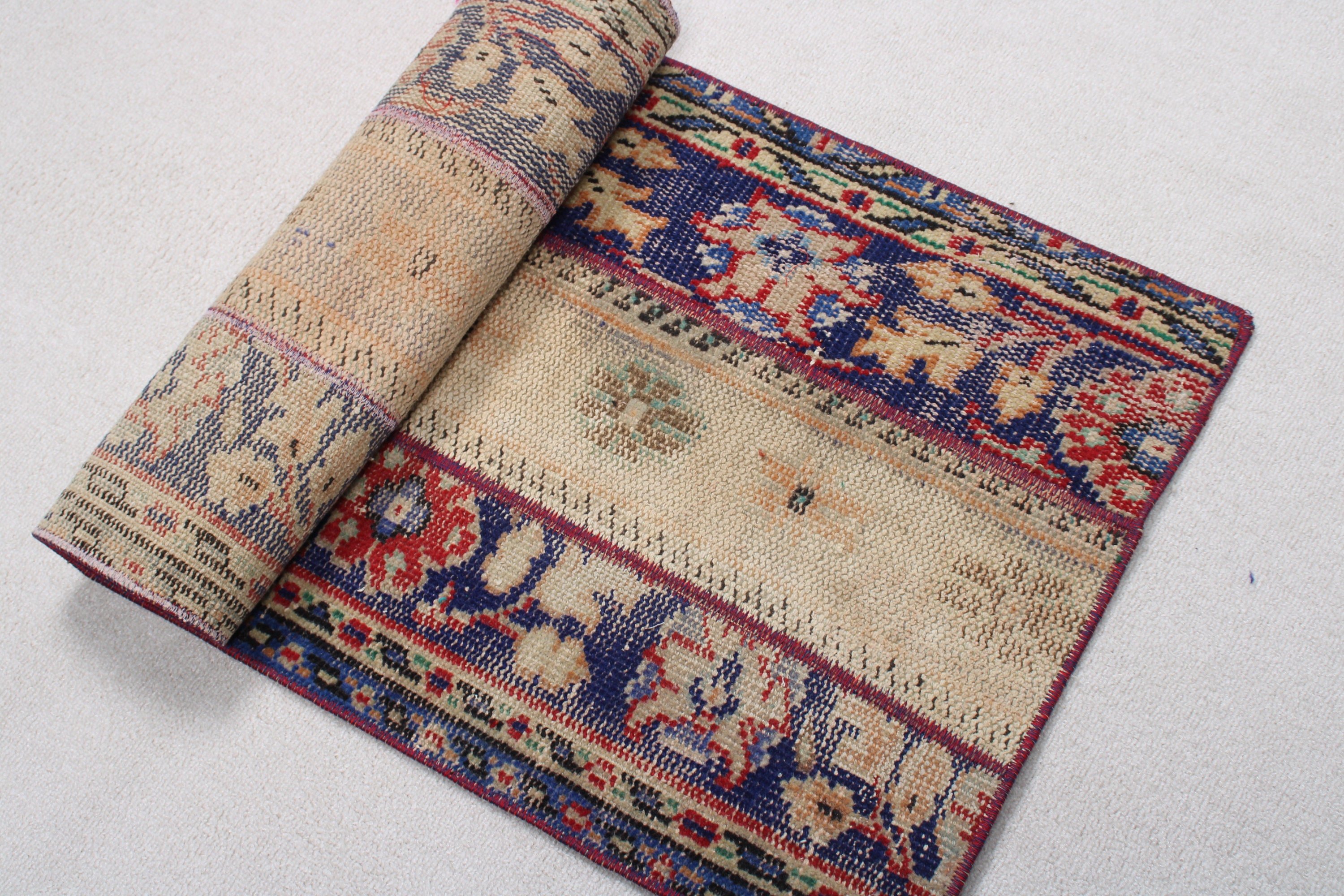 Araba Paspas Halıları, 1.8x3.2 ft Küçük Halı, Bej Ev Dekorasyonu Halıları, Vintage Halılar, Düz Dokuma Halı, Oryantal Halı, Küçük Vintage Halı, Türk Halıları