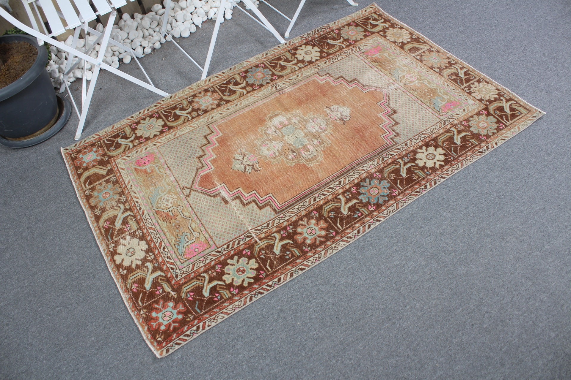 Bedroom Rug, Vintage Rug, Muted Rug, 3.3x5.2 ft Accent Rugs, Kitchen Rugs, Brown Anatolian Rug, Turkish Rug, Nursery Rug