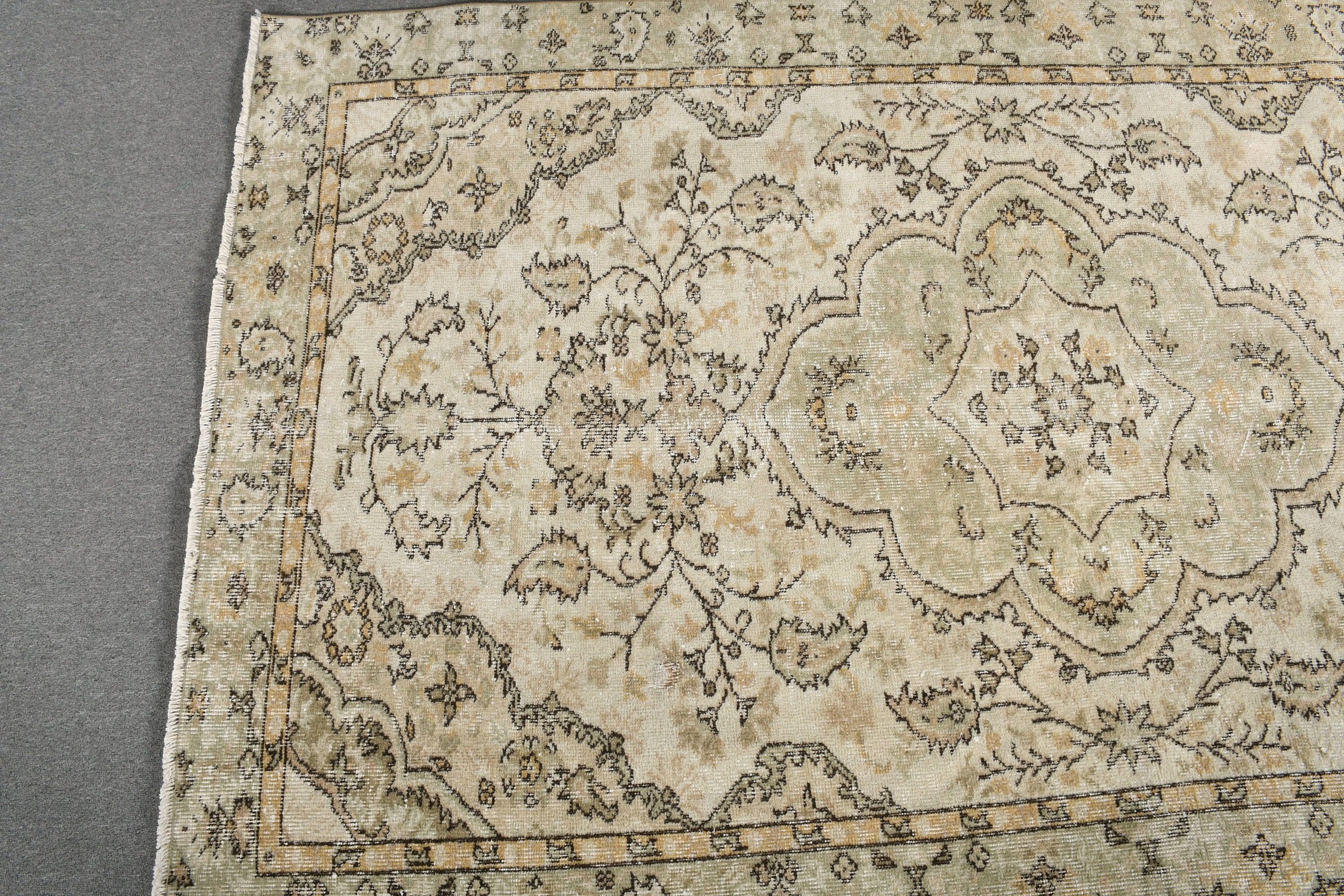 Yemek Odası Halıları, 5x8,4 ft Büyük Halı, Vintage Halılar, Pastel Halı, Antika Halı, Türk Halısı, Yeşil Oryantal Halılar, Anadolu Halısı, Yatak Odası Halıları