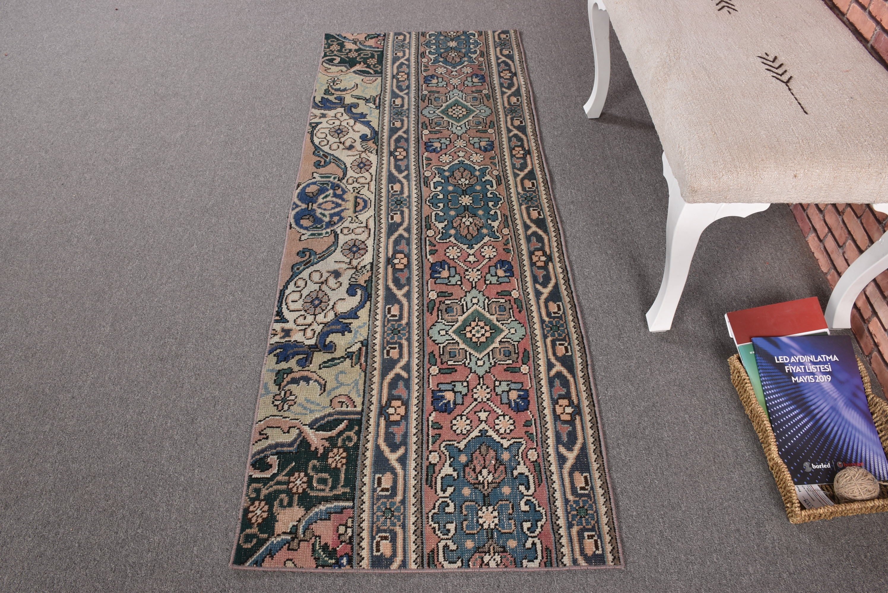 Beni Ourain Runner Halıları, El Dokuma Halı, Pembe Fas Halısı, Vintage Halılar, Havalı Halı, Türk Halıları, 2.2x6.1 ft Runner Halıları, Uzun Runner Halıları