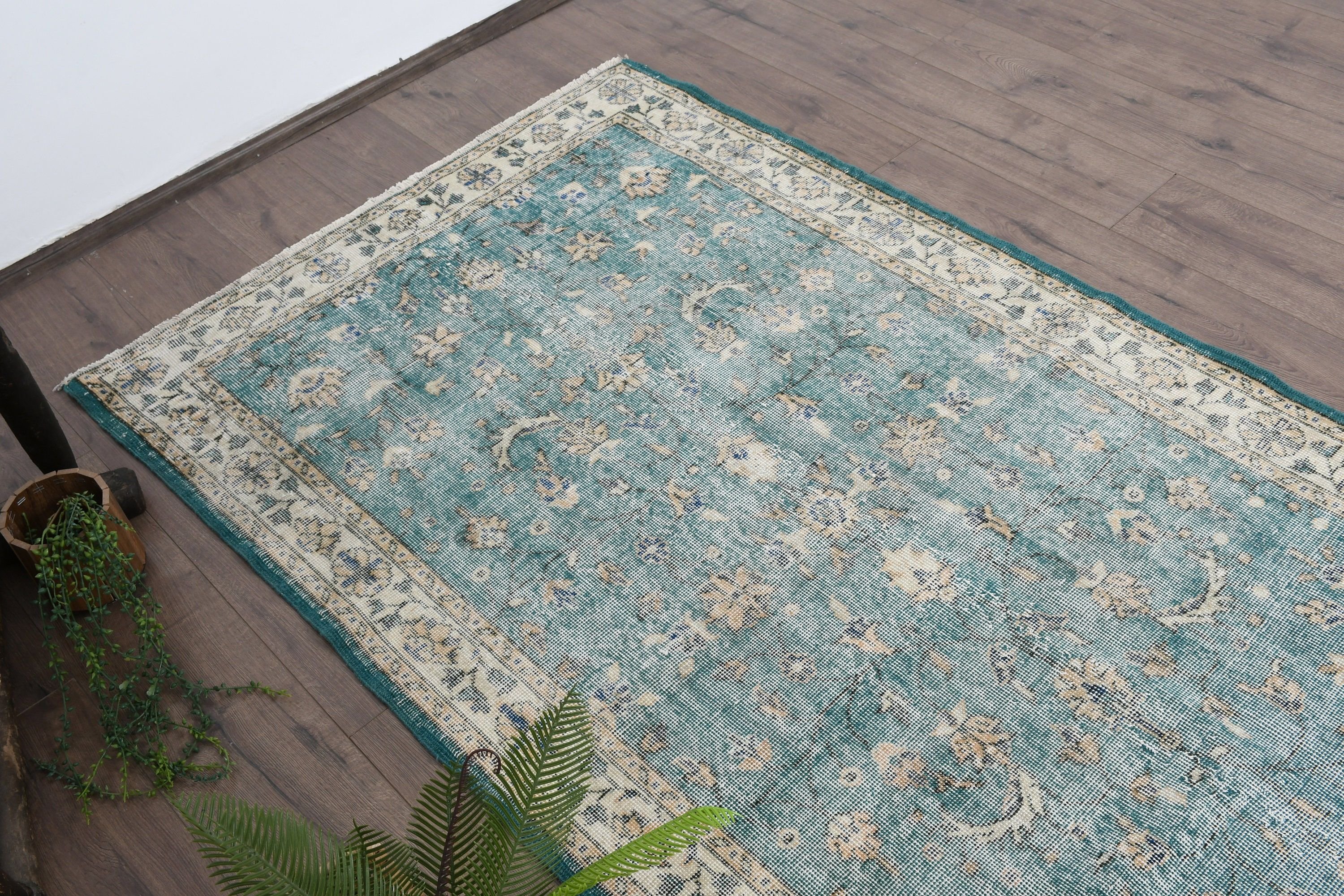 Dining Room Rugs, 3.7x6.6 ft Area Rug, Antique Rug, Turkish Rug, Bedroom Rug, Rugs for Area, Vintage Rug, Green Moroccan Rugs, Kitchen Rug