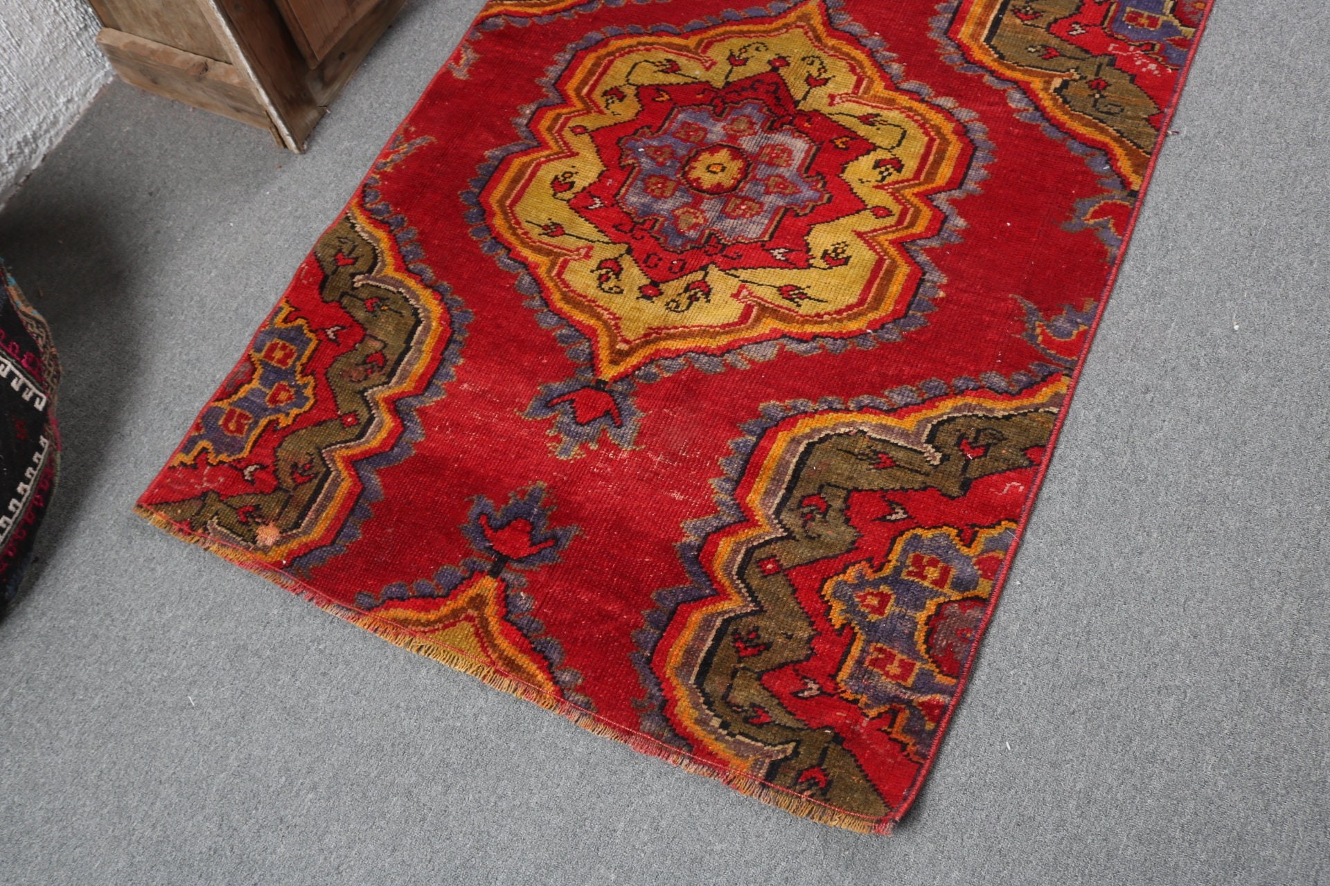 Nursery Rug, Turkish Rug, Vintage Accent Rug, Floor Rugs, Red Wool Rug, Rugs for Kitchen, Vintage Rug, Cool Rugs, 3.2x5.4 ft Accent Rugs