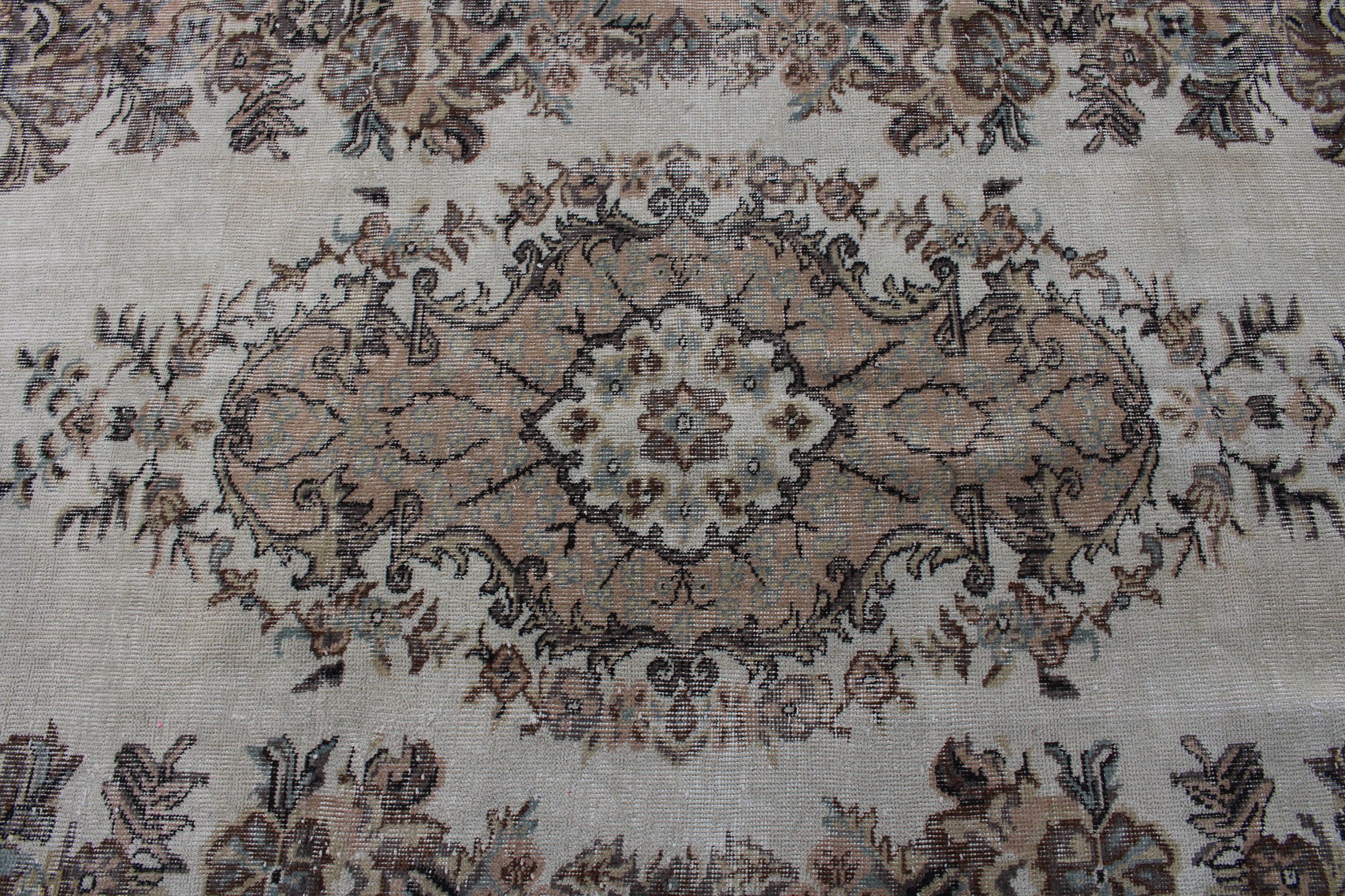 Boho Halı, Büyük Oushak Halı, Harika Halılar, 5,4x9 ft Büyük Halılar, Oturma Odası Halısı, Geometrik Halı, Vintage Halı, Kahverengi Nötr Halılar, Türk Halıları