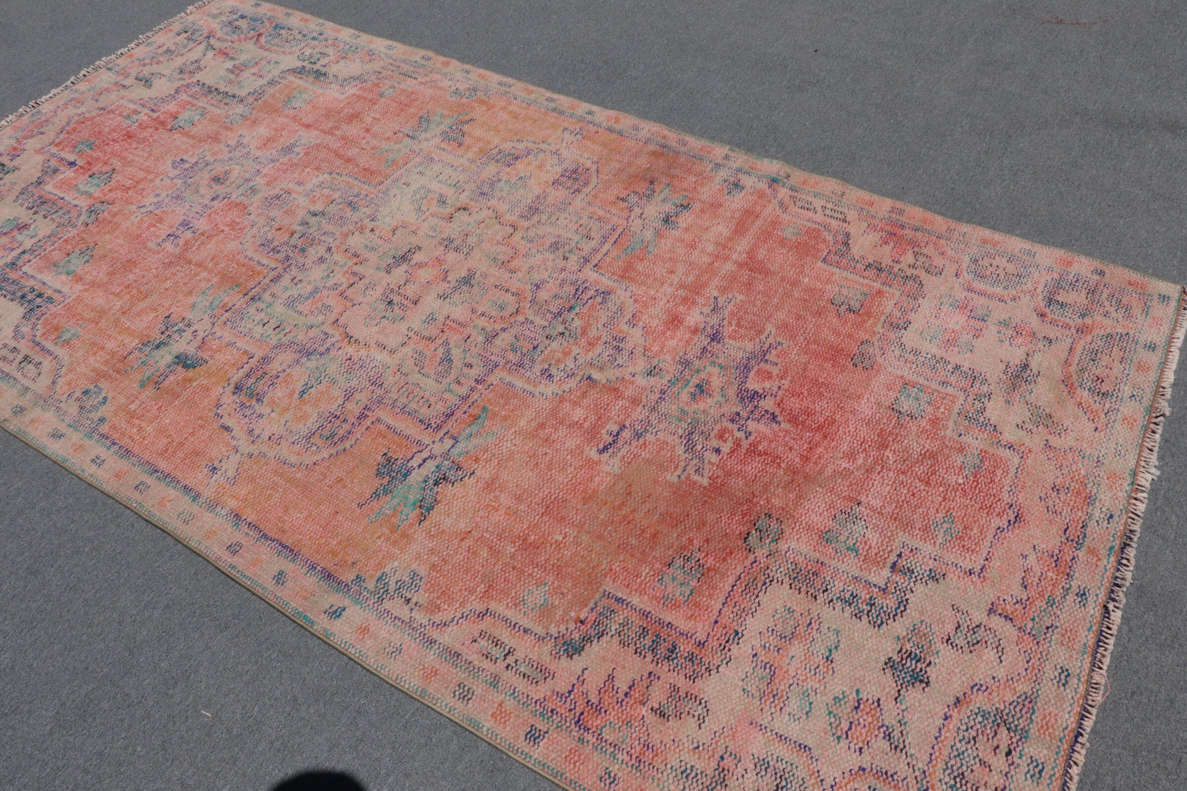 4.5x8.5 ft Area Rugs, Rugs for Floor, Cool Rugs, Orange Antique Rug, Hand Woven Rugs, Vintage Rug, Dining Room Rug, Wool Rugs, Turkish Rugs