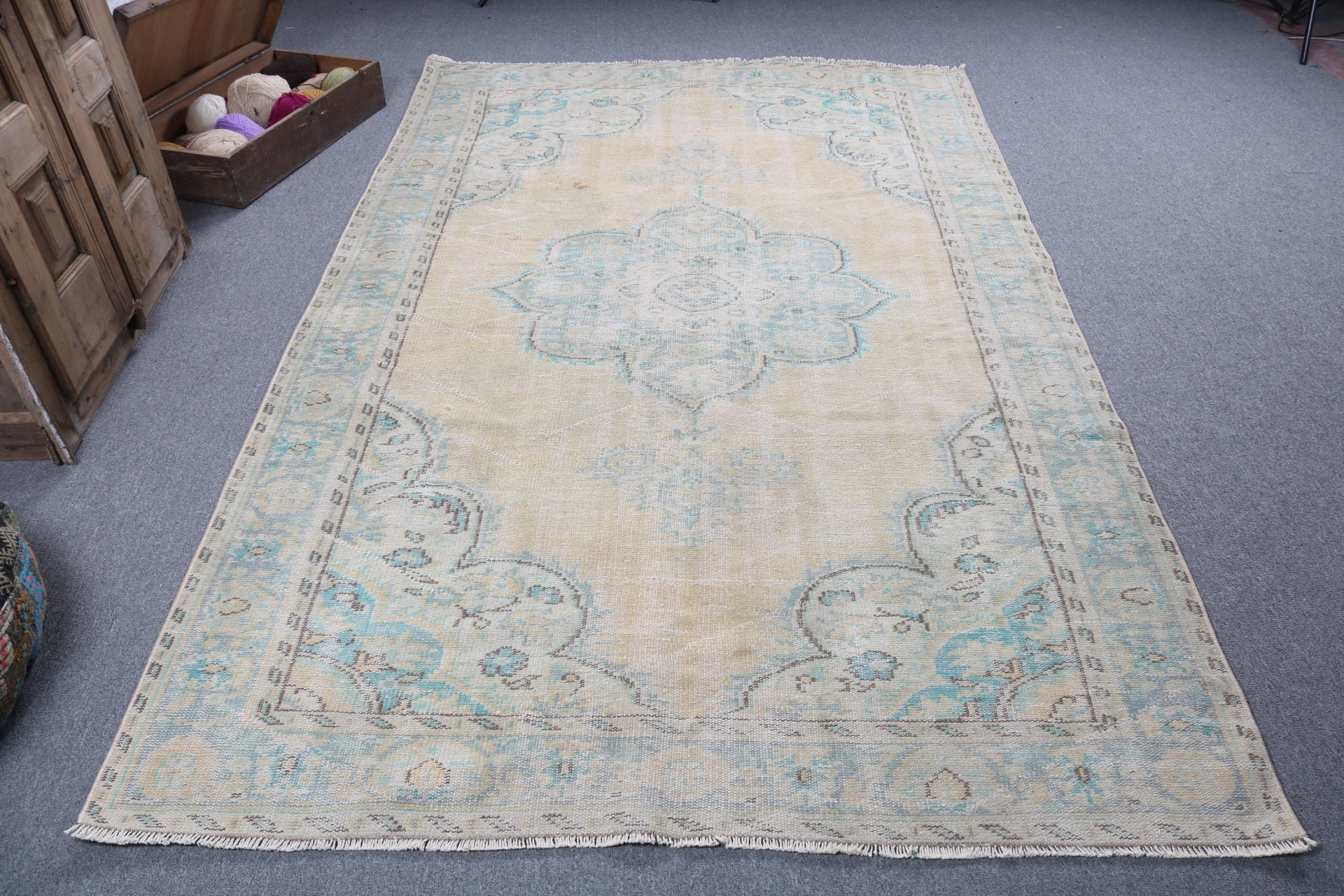 Lüks Halılar, 5.6x9.3 ft Büyük Halı, Sarı Yatak Odası Halısı, Etnik Halı, Vintage Halı, El Dokuma Halı, Türk Halıları, Büyük Vintage Halı, Salon Halıları