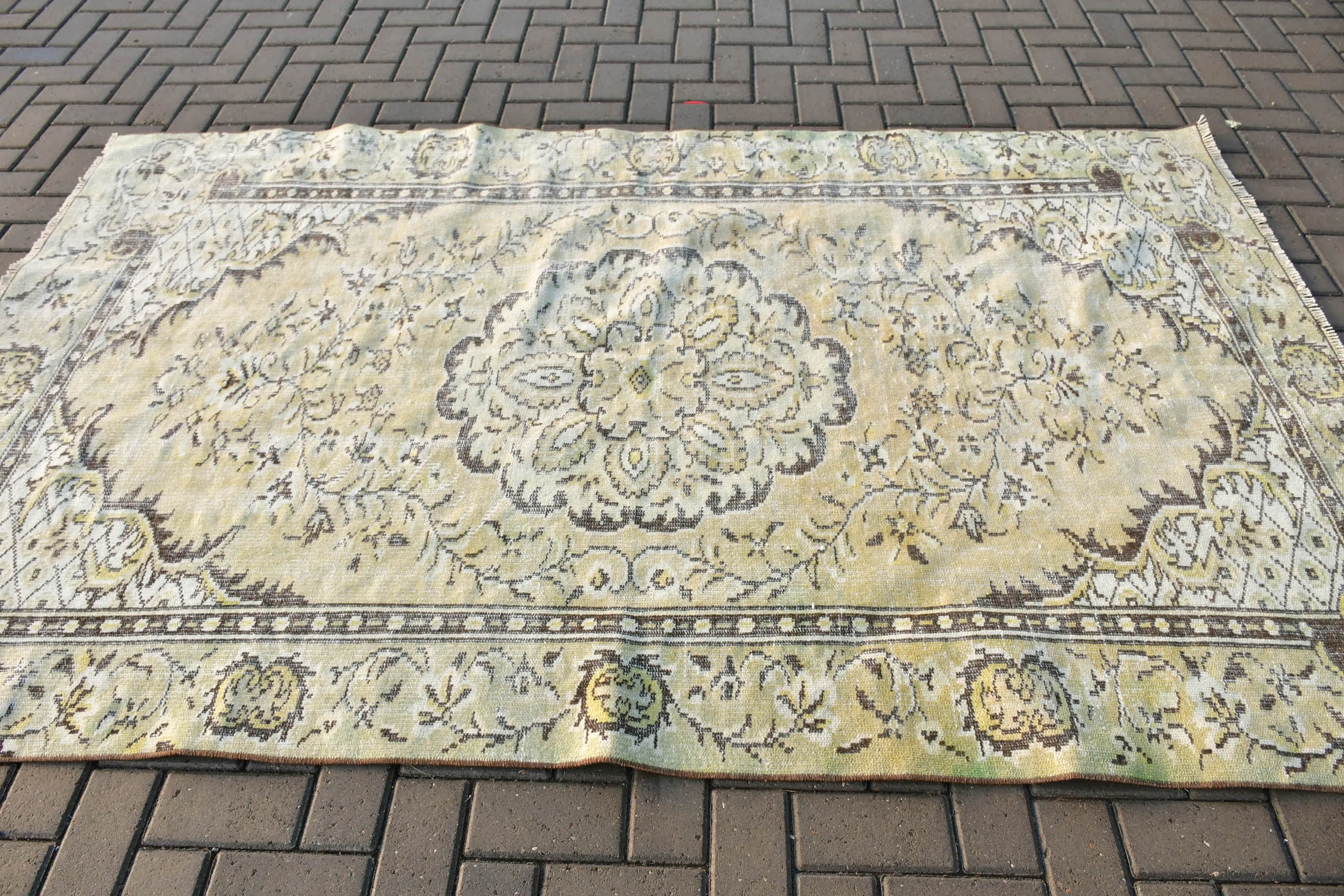 5.2x8.3 ft Large Rugs, Vintage Rug, Moroccan Rug, Floor Rugs, Bedroom Rug, Beige Wool Rug, Turkish Rugs, Rugs for Salon, Old Rug, Salon Rug