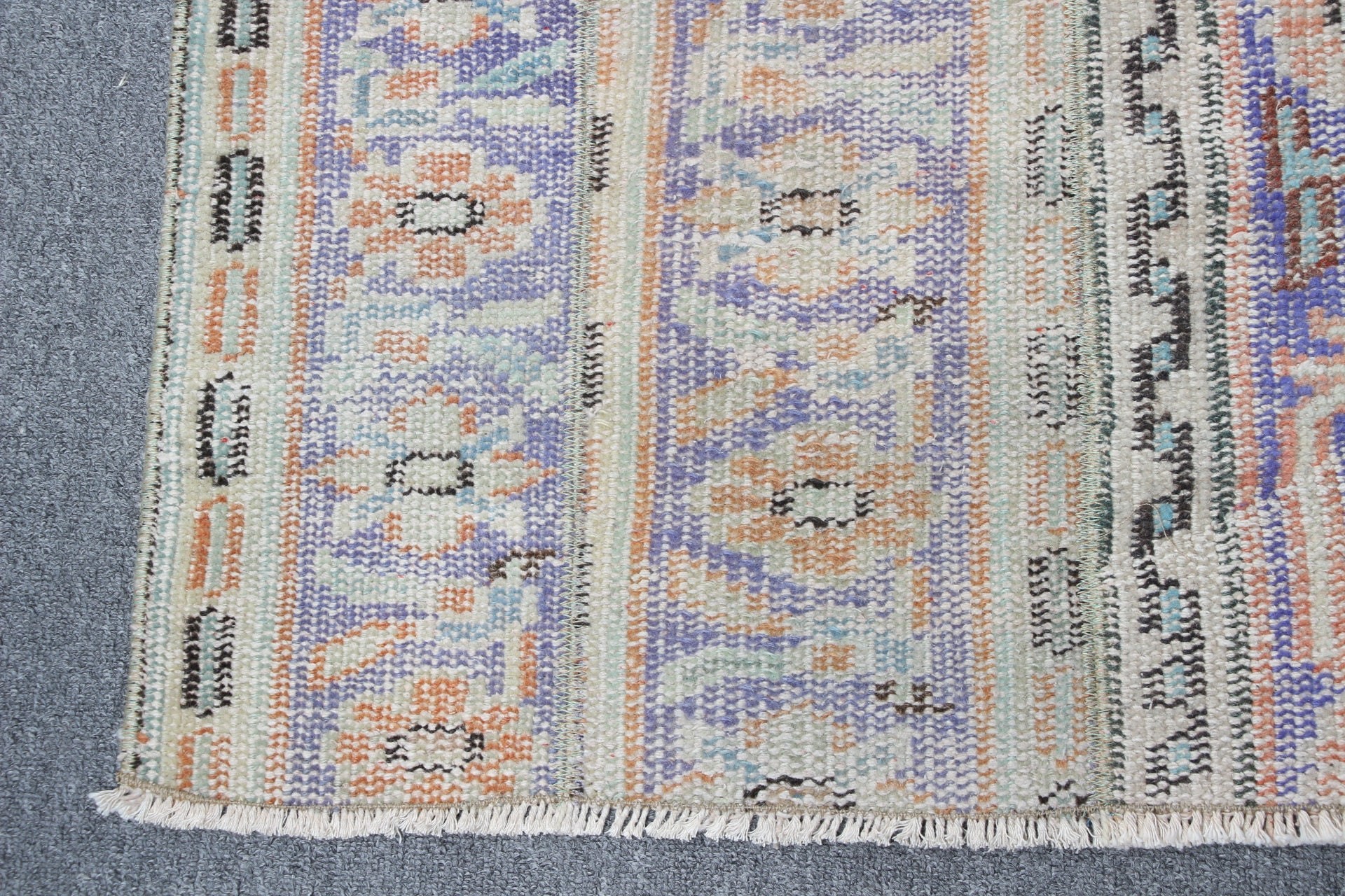 Vintage Halı, Havalı Halı, Soyut Halı, Merdiven Halıları, Ev Dekorasyonu Halısı, Mavi Ev Dekoru Halısı, 2.1x8.7 ft Yolluk Halısı, Türk Halısı, Mutfak Halısı