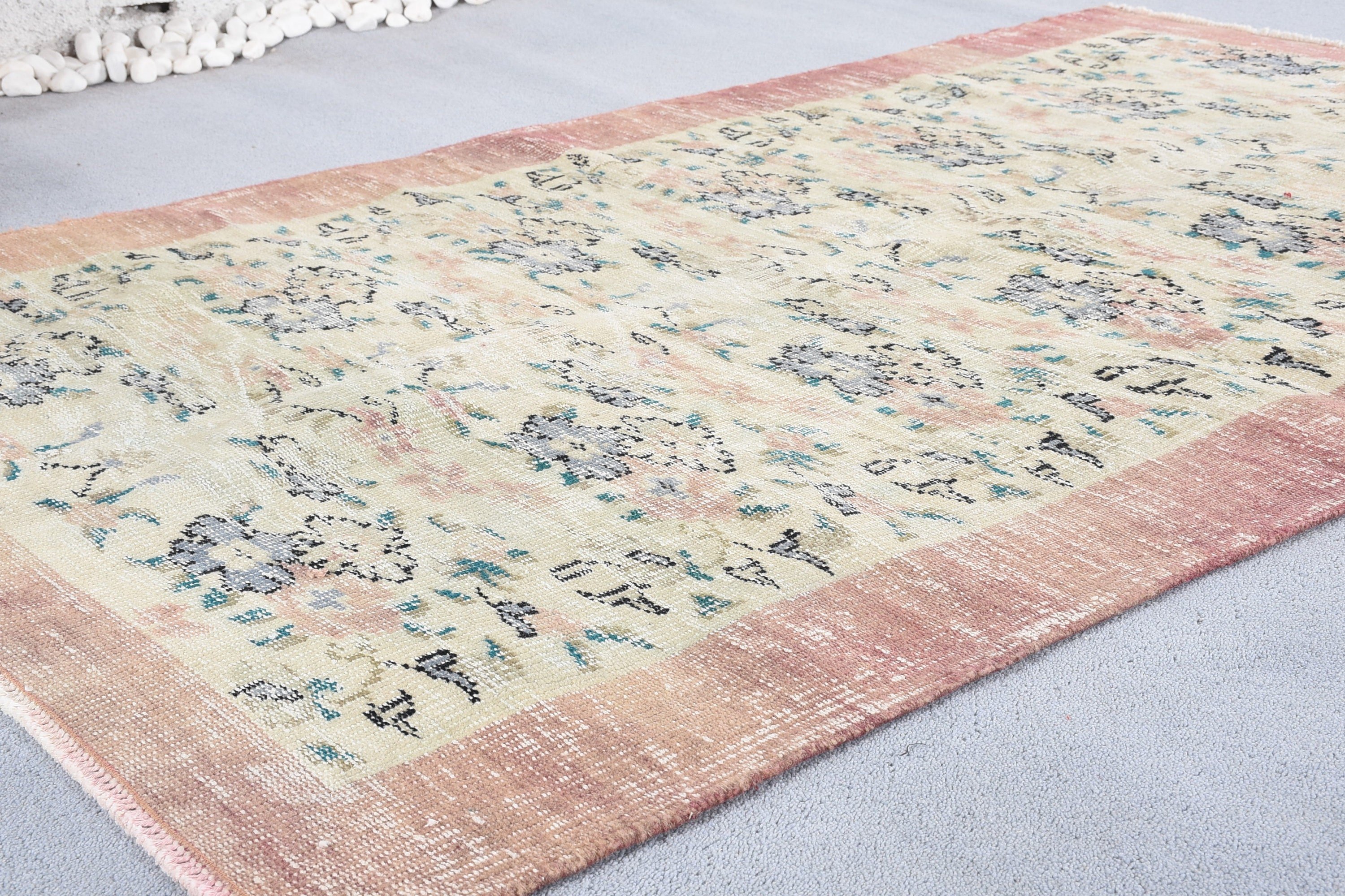 Yatak Odası Halıları, 4.3x6.9 ft Alan Halısı, Vintage Halılar, Yemek Odası Halısı, Bej Zemin Halısı, Ev Dekorasyonu Halısı, Oushak Halısı, Boho Halıları, Türk Halıları