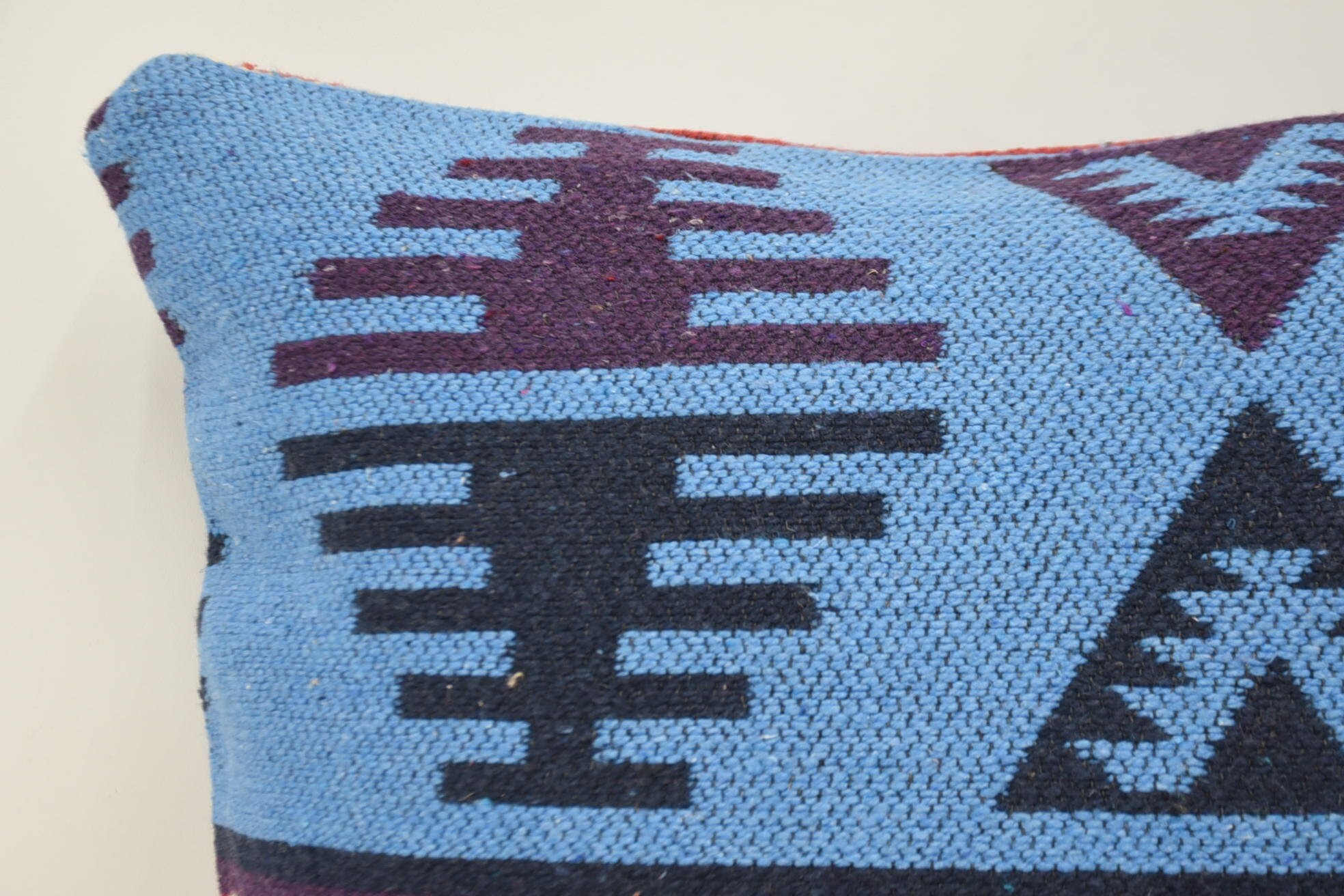 Custom Pillow Cover, 16"x24" Blue Cushion Case, Antique Pillows, Boho Throw Cushion, Ethnical Kilim Rug Pillow, Home Decor Pillow