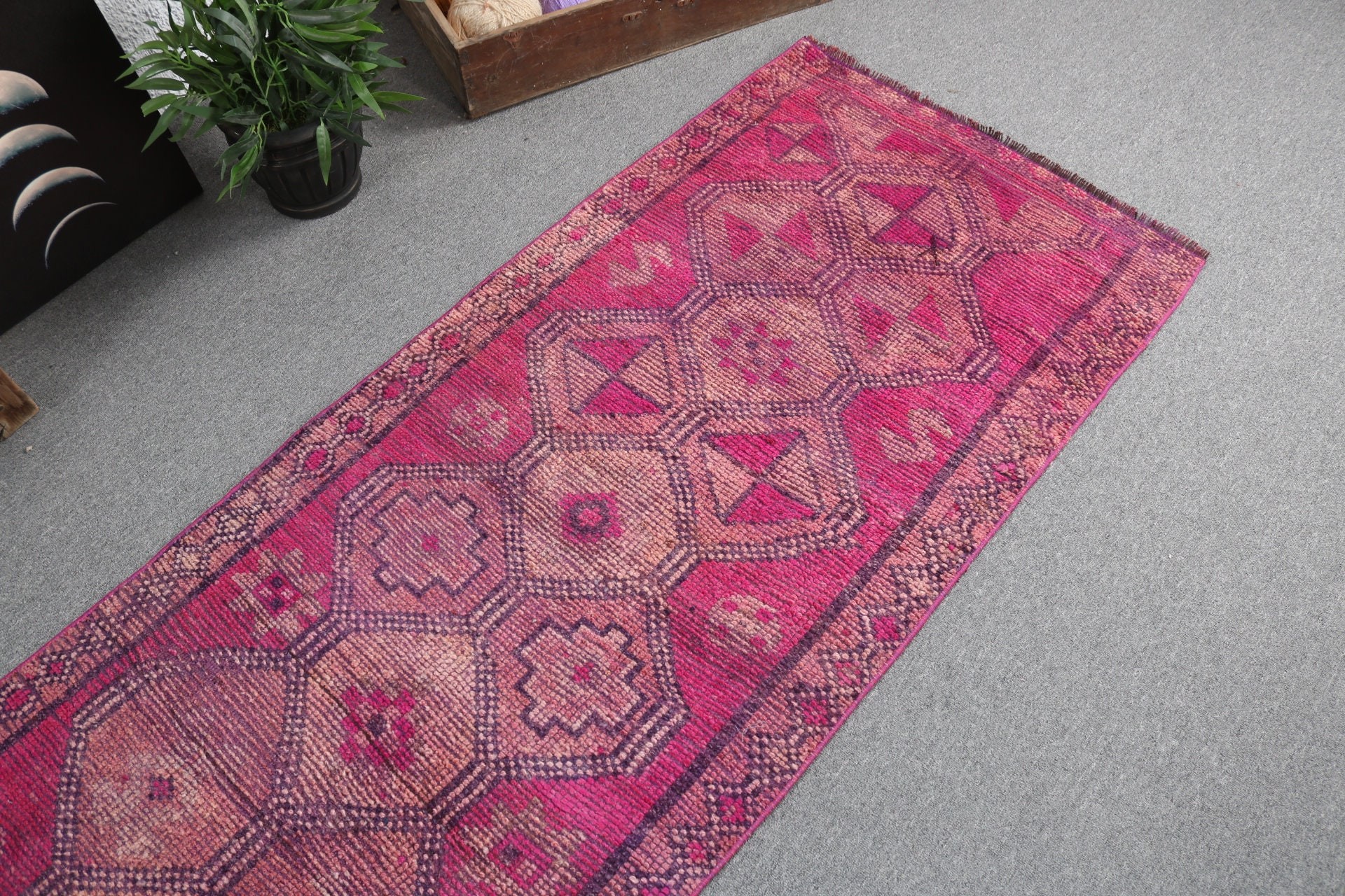 2.6x9.2 ft Runner Halı, Mutfak Halıları, Türk Halıları, Merdiven Halıları, Dış Mekan Halıları, Pembe Anadolu Halıları, Düz Dokuma Halı, Boho Halıları, Vintage Halı