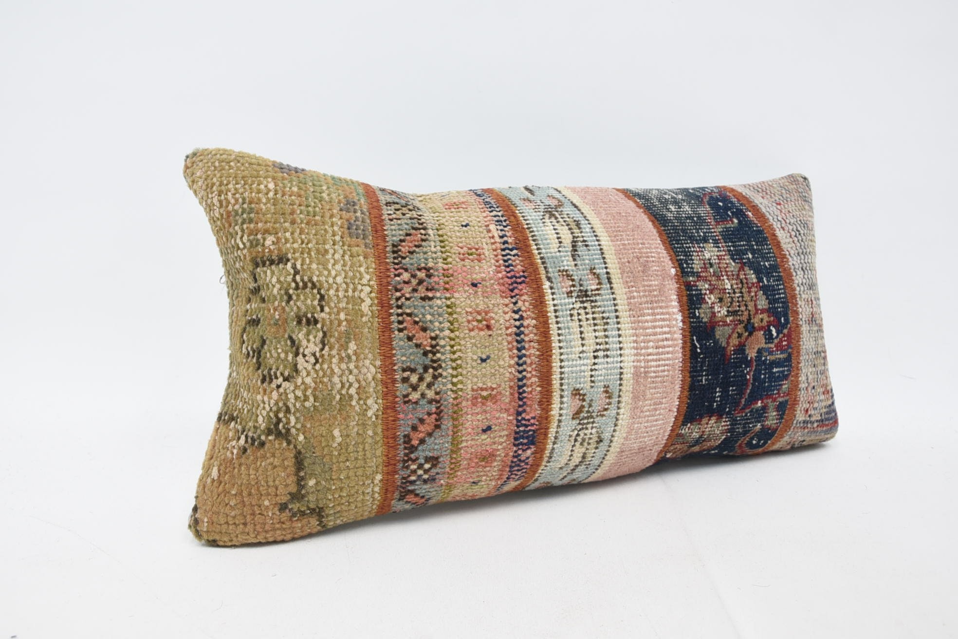 Antique Pillows, Kilim Pillow, Bohemian Cushion Cushion Case, Vintage Kilim Throw Pillow, 12"x24" Beige Pillow, Bed Pillow Case