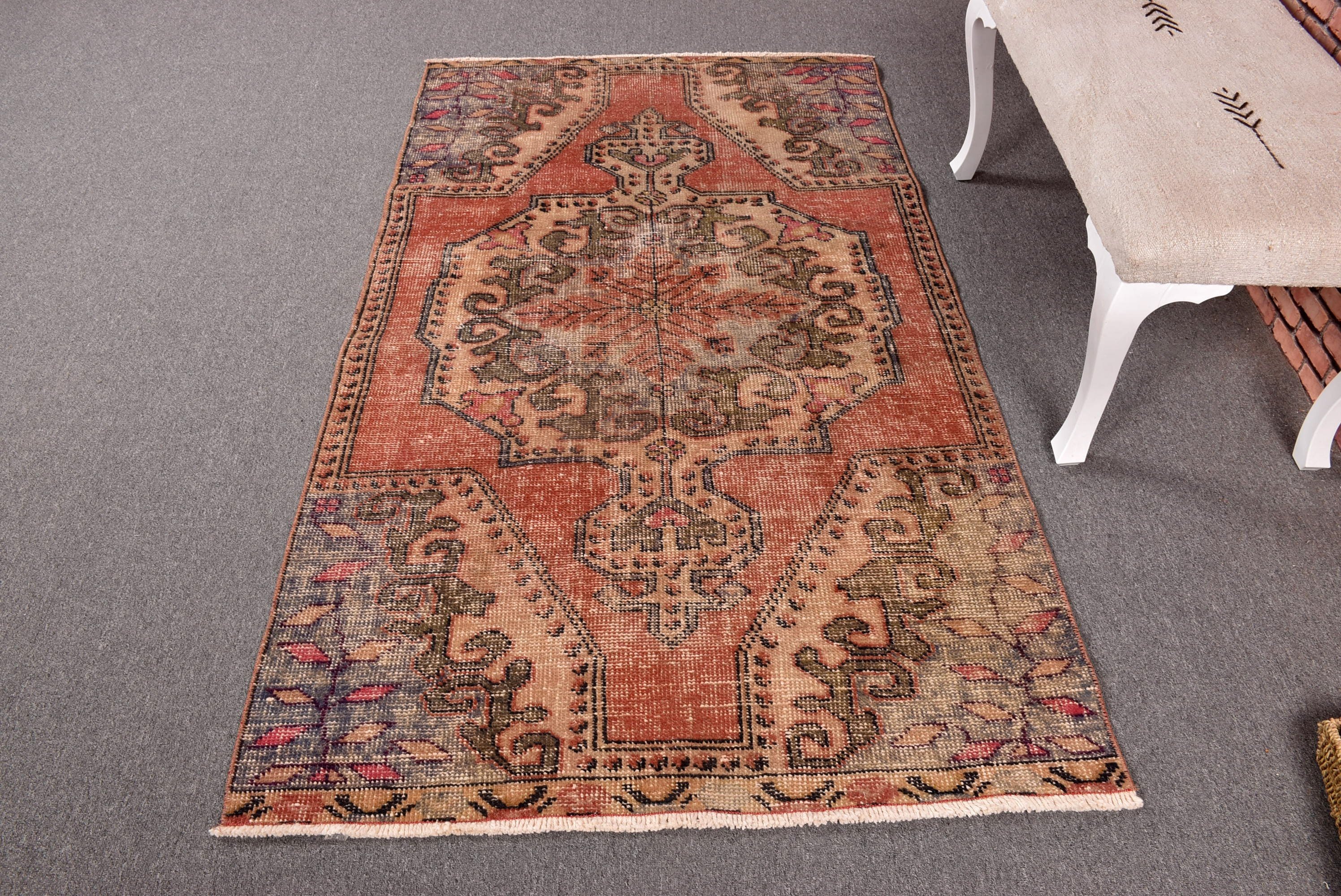 Red Antique Rug, Entryway Rug Rugs, Kitchen Rug, Turkish Rug, Bedroom Rugs, 3.7x6.3 ft Accent Rugs, Nursery Rug, Vintage Rugs, Oriental Rug