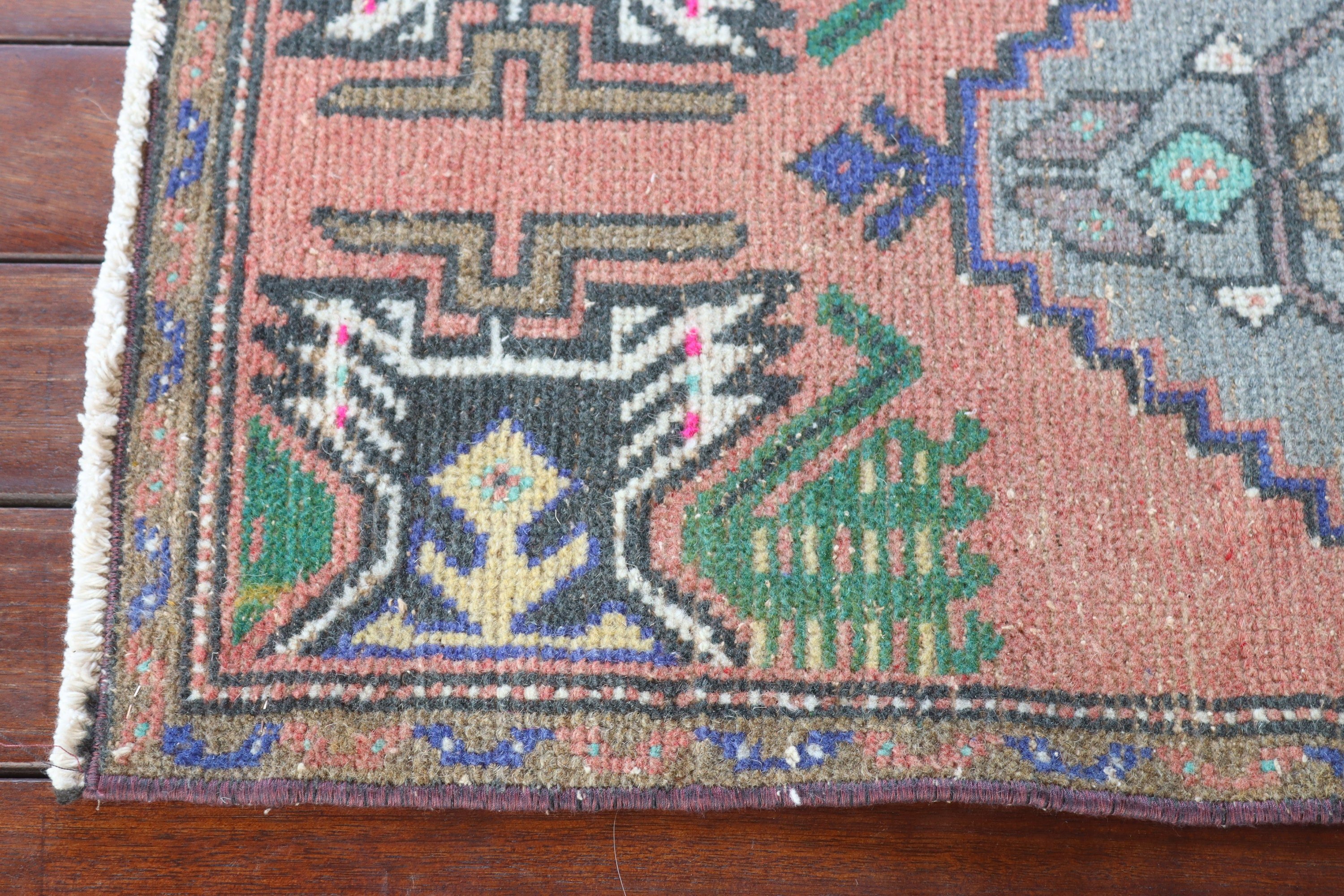 Türk Halıları, Küçük Alan Halısı, Küçük Vintage Halılar, Vintage Halılar, 1,5x3,4 ft Küçük Halı, Ev Dekor Halıları, Mavi Nötr Halı, Oryantal Halı