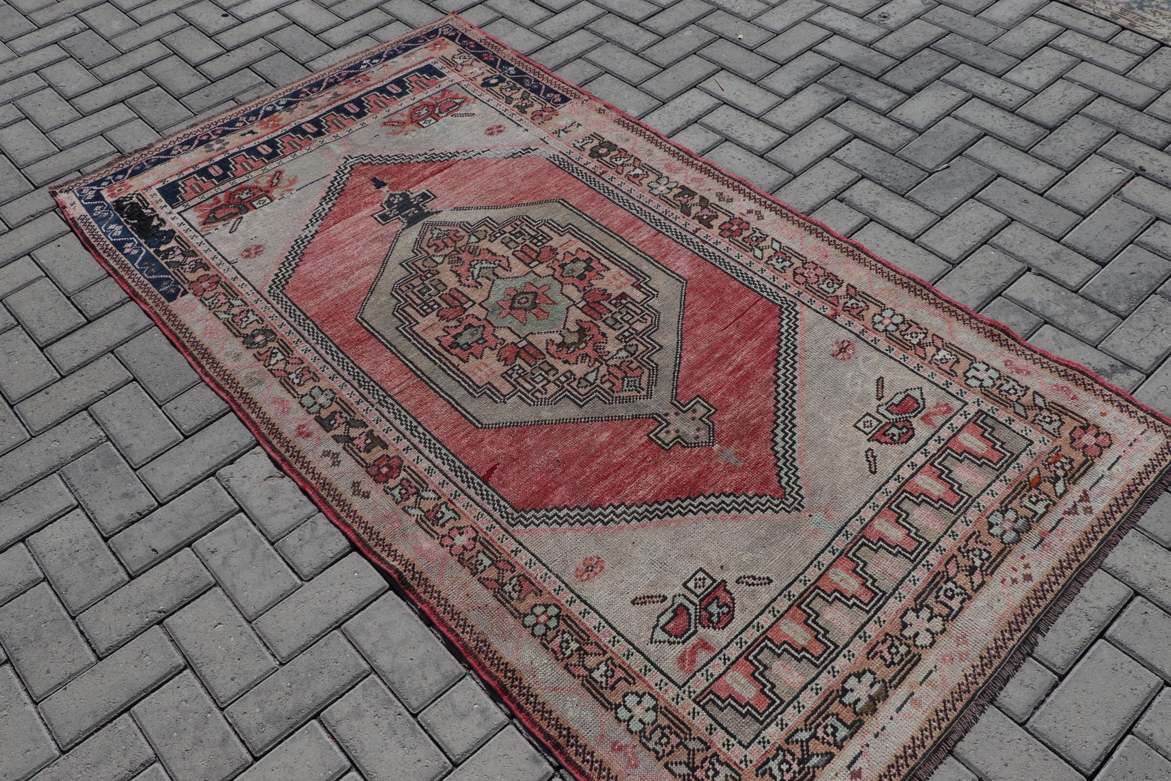 Floor Rug, Turkish Rugs, Oushak Rugs, Rugs for Bedroom, Vintage Rug, Kitchen Rug, Vintage Decor Rugs, Red  3.7x6.8 ft Area Rug