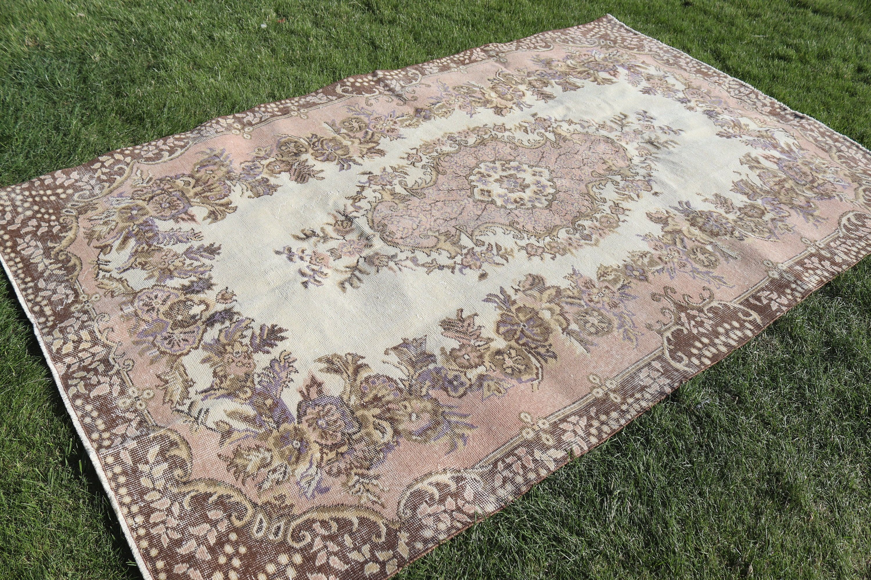 Büyük Vintage Halı, Antika Halılar, Oturma Odası Halıları, Türk Halıları, Vintage Halılar, 5.3x9 ft Büyük Halılar, Kahverengi El Dokuma Halılar, Ev Dekorasyonu Halısı