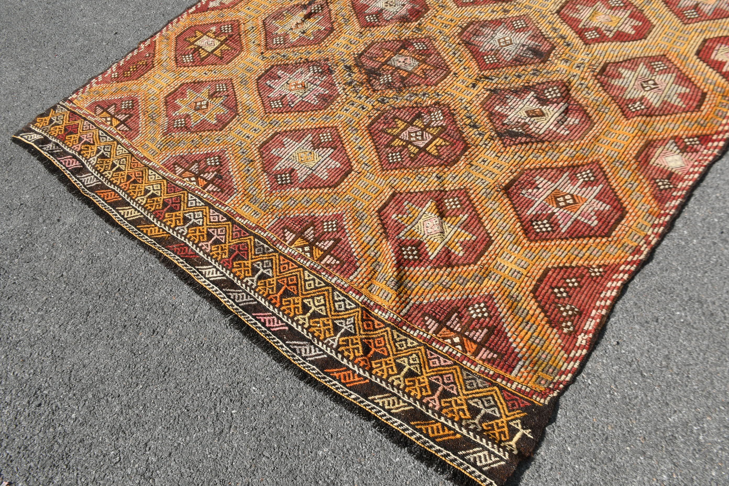 Vintage Rugs, Turkish Rugs, Cool Rug, Kilim, Bedroom Rug, Yellow Oushak Rugs, 6.2x8.4 ft Large Rug, Living Room Rugs, Dining Room Rug