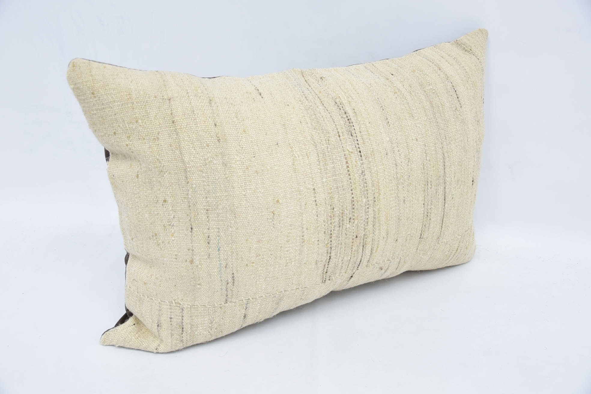 16"x24" White Pillow, Boho Pillow, Shabby Chic Cushion Case, Pillow for Couch, Handwoven Pillow Sham, Vintage Kilim Pillow