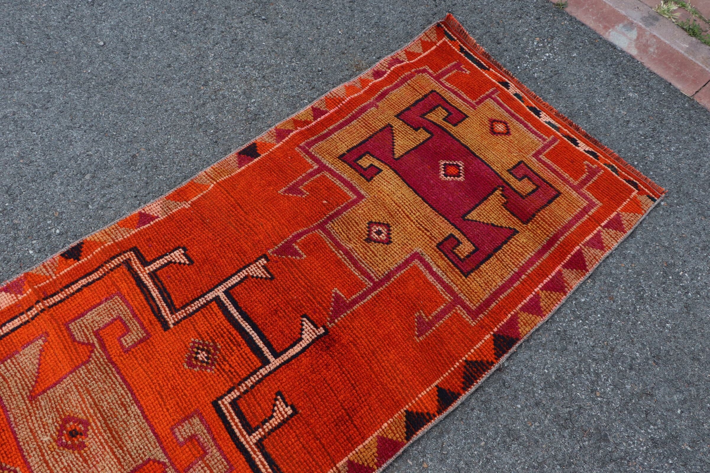 Corridor Rug, Orange Oushak Rug, Floor Rugs, Kitchen Rug, 2.7x11 ft Runner Rug, Anatolian Rug, Turkish Rug, Vintage Rug, Home Decor Rug