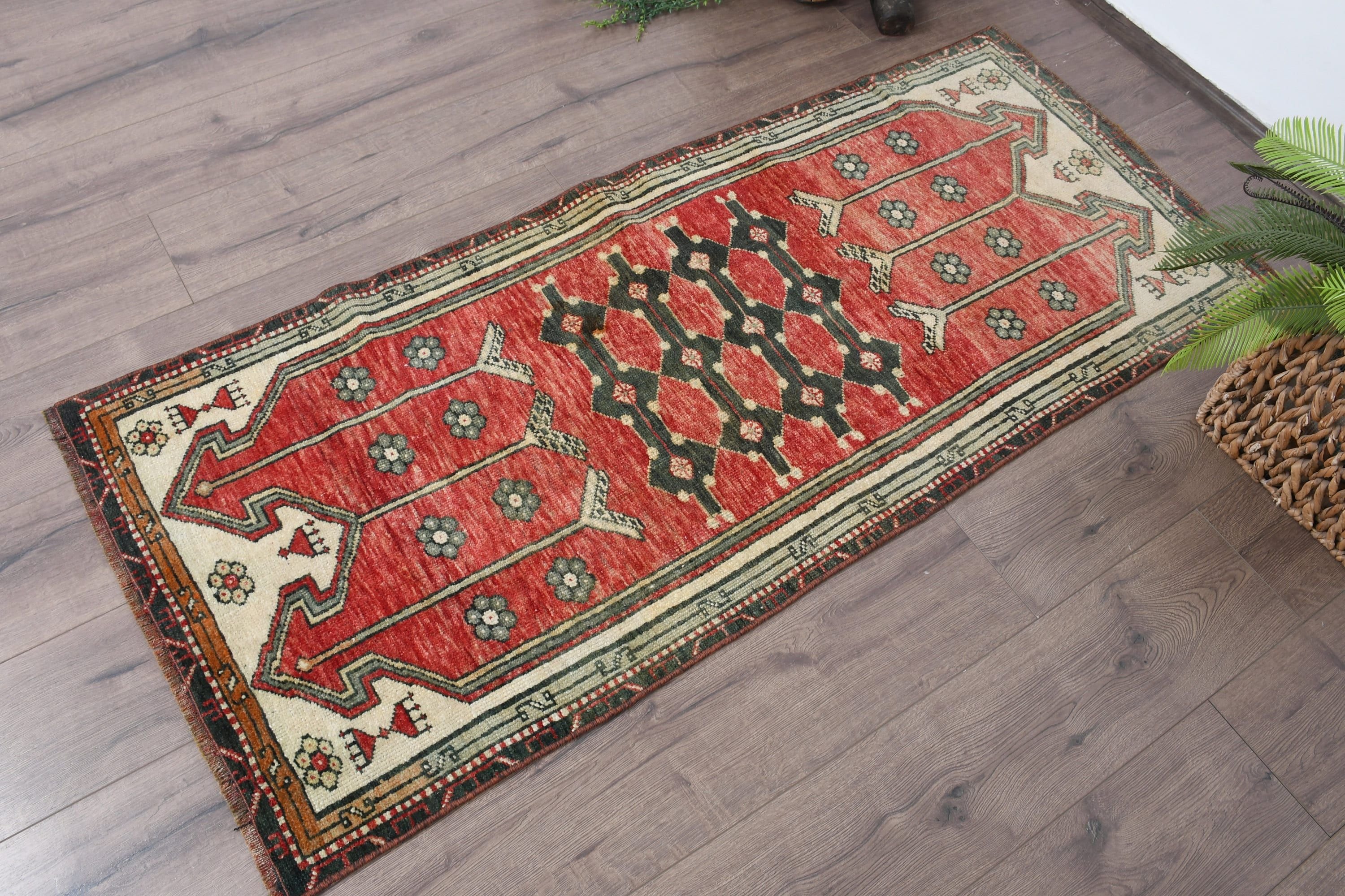 Red Antique Rug, Moroccan Rugs, Vintage Rug, Car Mat Rugs, 2.3x5.3 ft Small Rug, Turkish Rug, Entryway Rug Rugs, Kitchen Rug