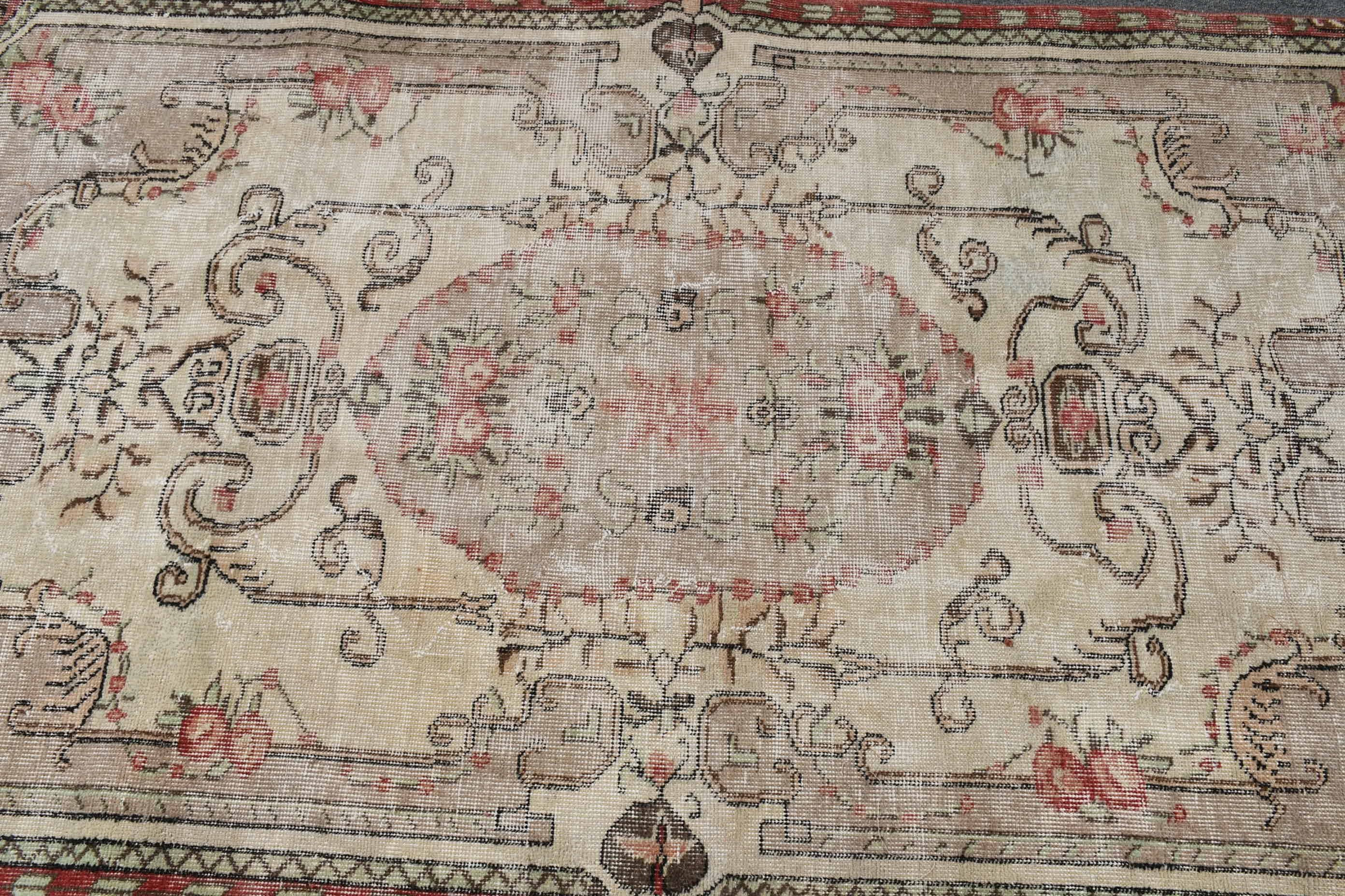 Eski Halı, 3,7x6,5 ft Alan Halısı, Vintage Halı, Soğuk Halı, Sessiz Halılar, Oushak Halısı, Bej Fas Halıları, İç Mekan Halısı, Türk Halısı, Mutfak Halıları