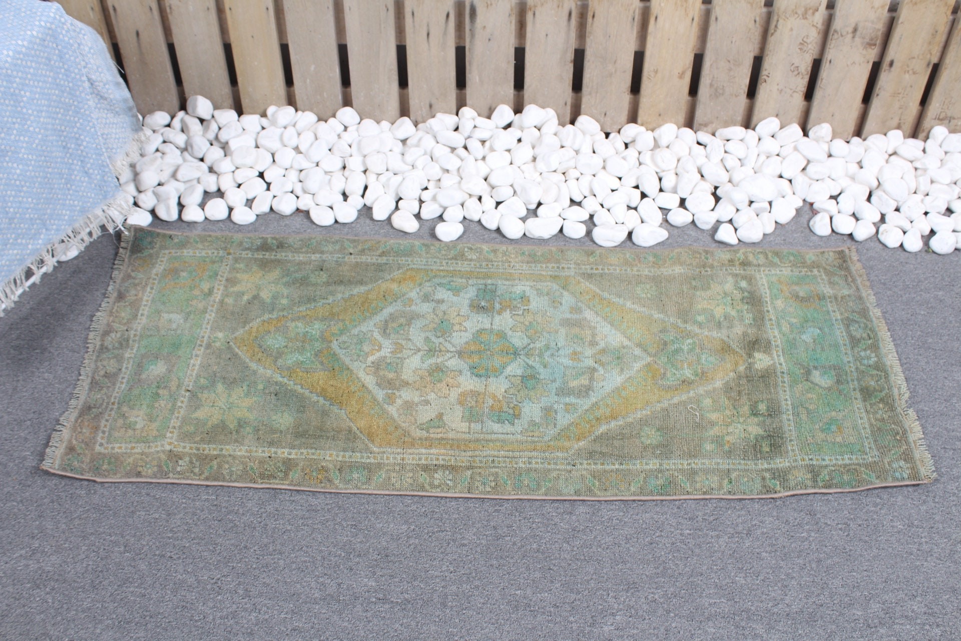 Türk Halısı, Duvara Asmak için Halılar, Soğuk Halı, Yatak Odası Halısı, 1,7x4,3 ft Küçük Halı, Kapı Paspası Halısı, Vintage Halı, Yeşil Anadolu Halısı, Aztek Halıları