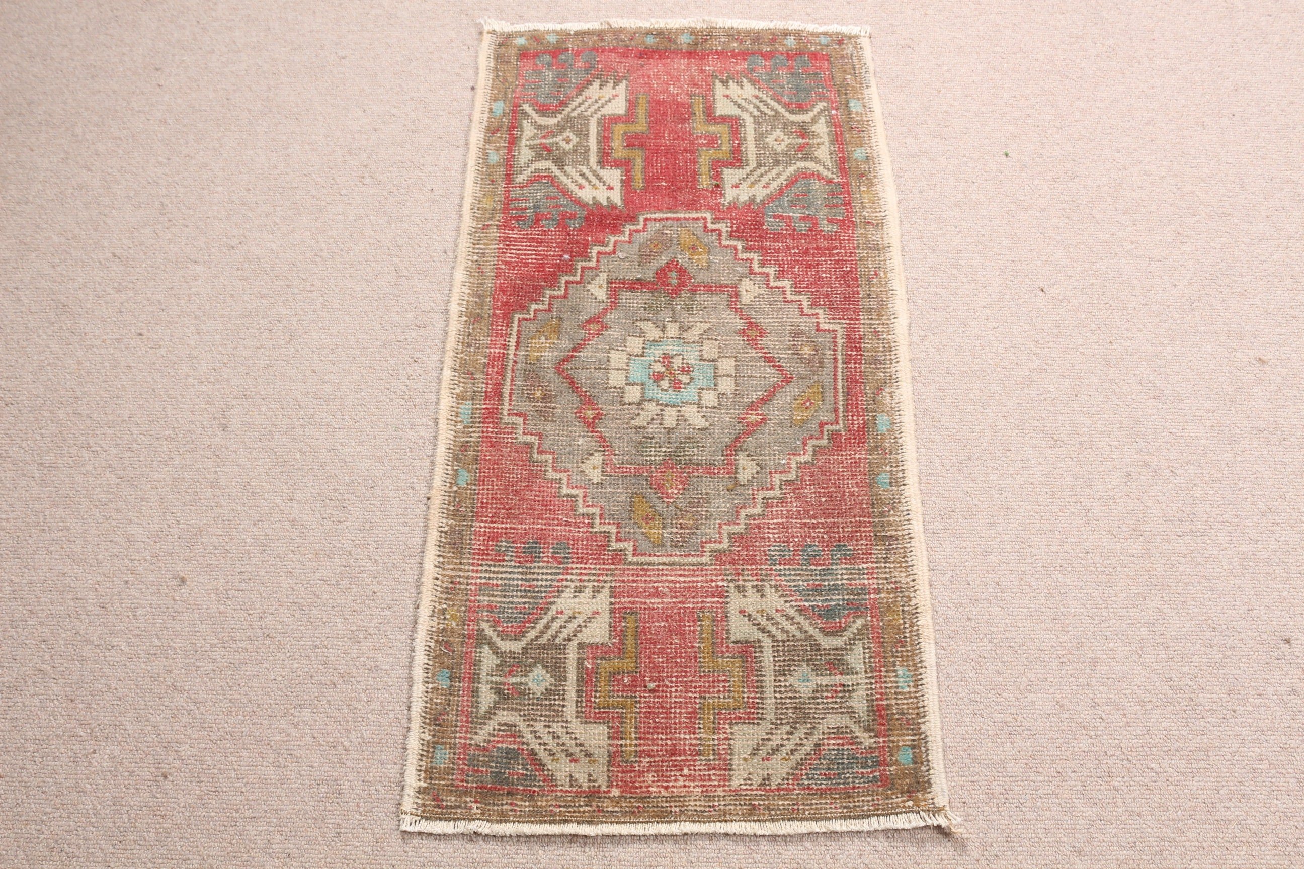 Oriental Rug, Car Mat Rug, Wool Rugs, Vintage Rug, Turkish Rug, Rugs for Bedroom, Nursery Rug, 1.6x3.2 ft Small Rug, Red Home Decor Rugs