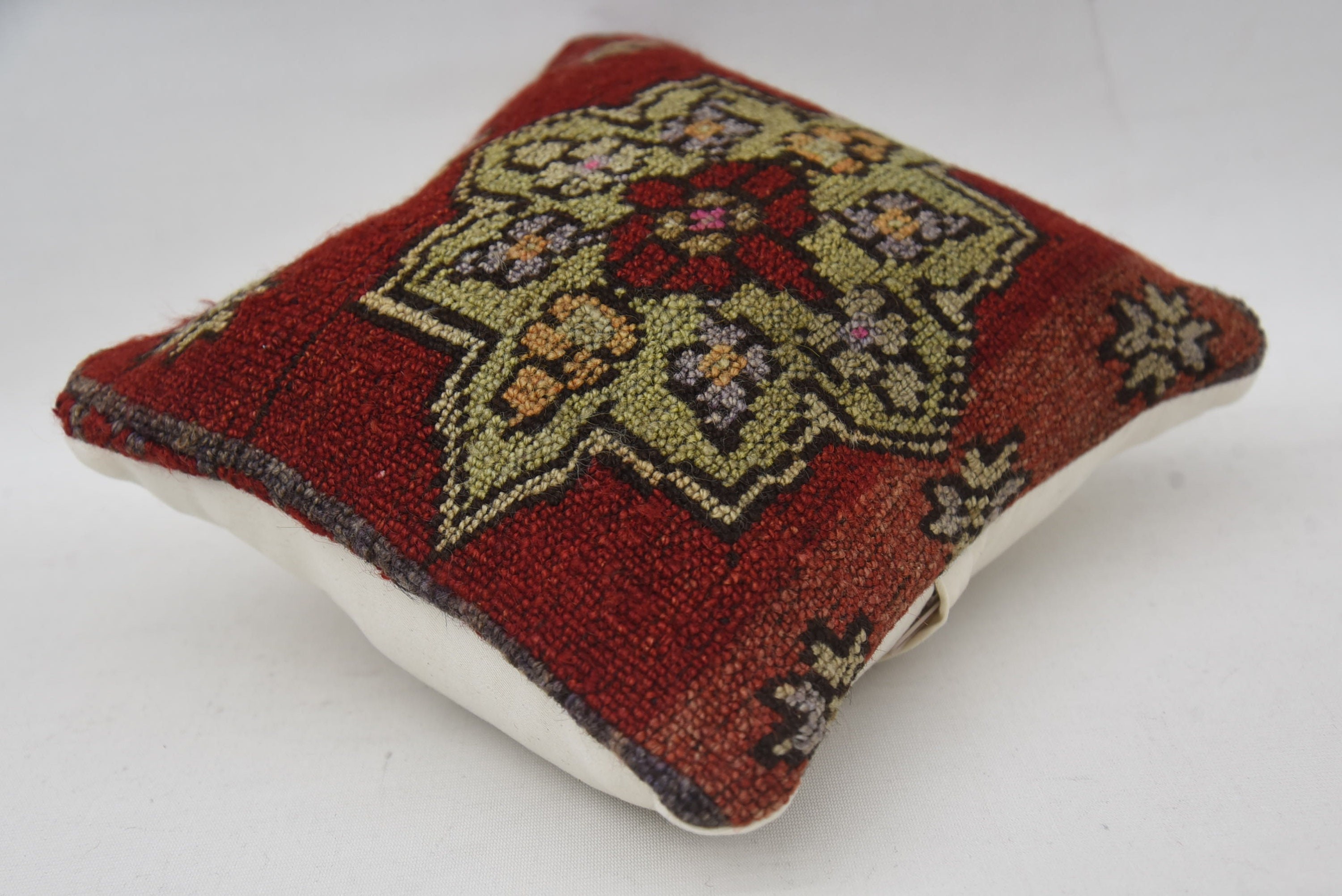 El Yapımı Kilim Minder, İç Tasarım Yastık, Vintage Kilim Yastık Yastık Kılıfı, Kilim Yastık, 12"x12" Kırmızı Yastık Sham