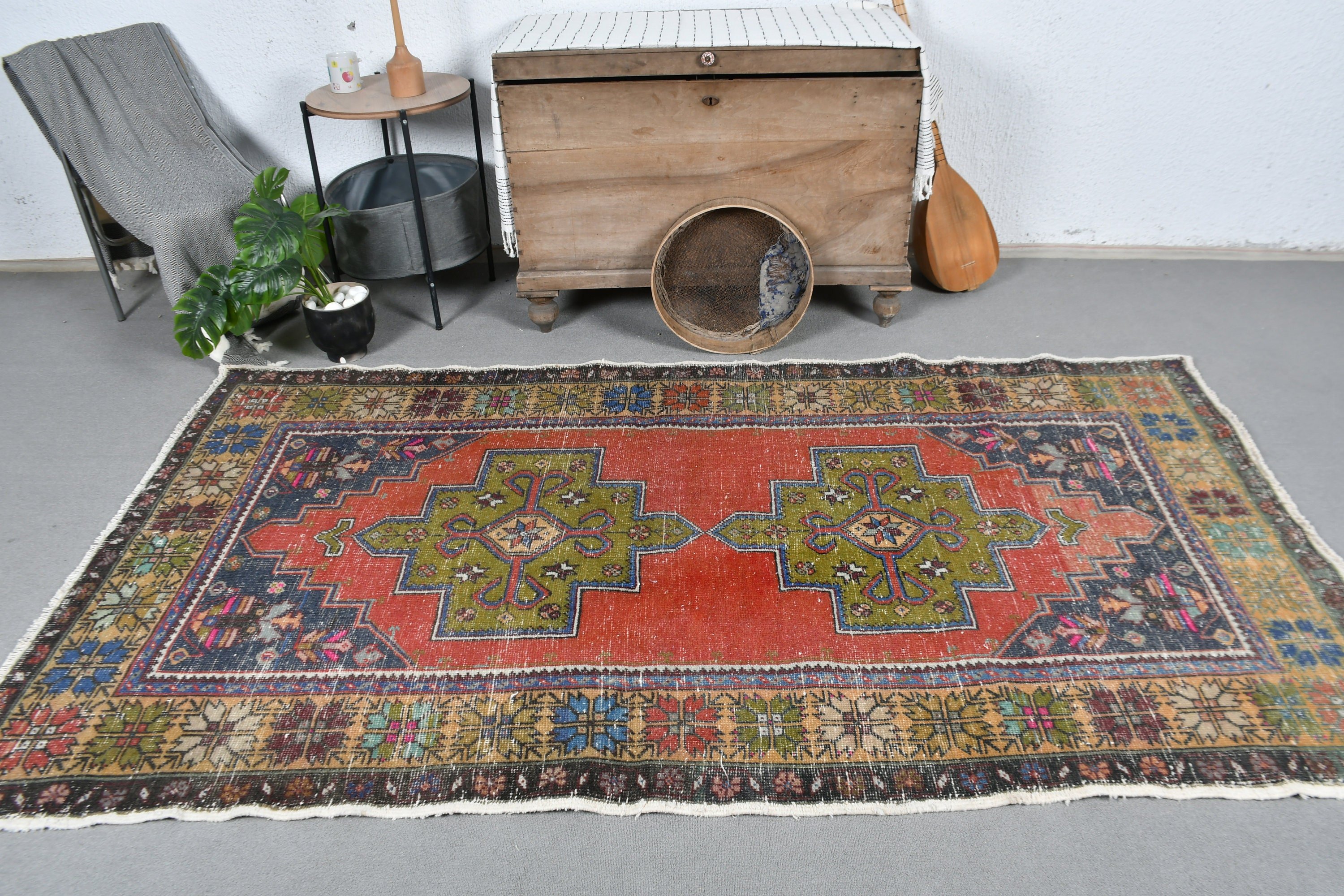 Indoor Rugs, Vintage Rug, Pale Rug, Rugs for Nursery, Red Oushak Rugs, Kitchen Rug, Antique Rug, Turkish Rug, Cool Rug, 4.5x8.1 ft Area Rug