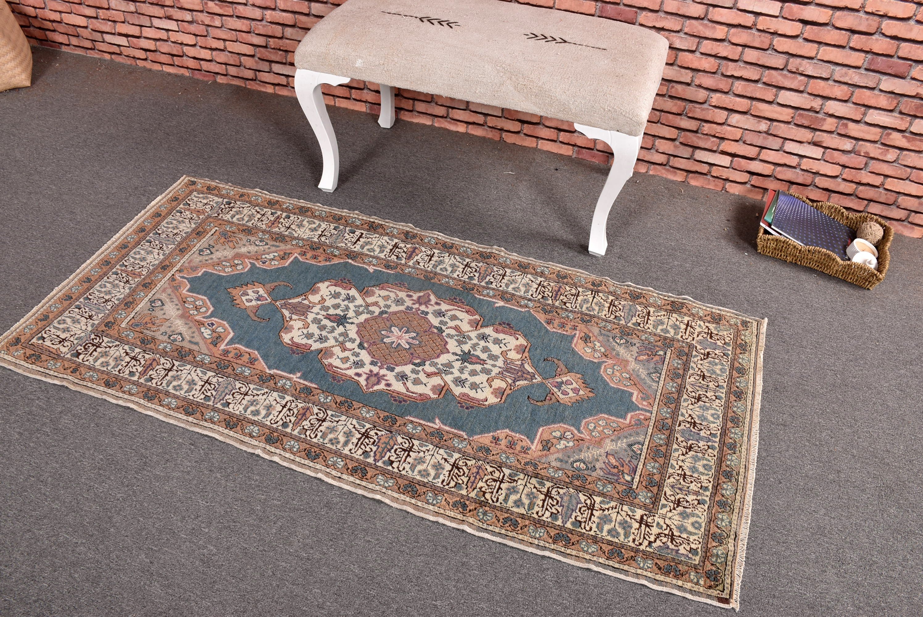 Mavi Oryantal Halılar, Türk Halıları, Mutfak Halıları, Yatak Odası Halıları, Boho Vurgulu Halılar, Vintage Halılar, 2,7x5,6 ft Vurgulu Halılar, Giriş Halıları