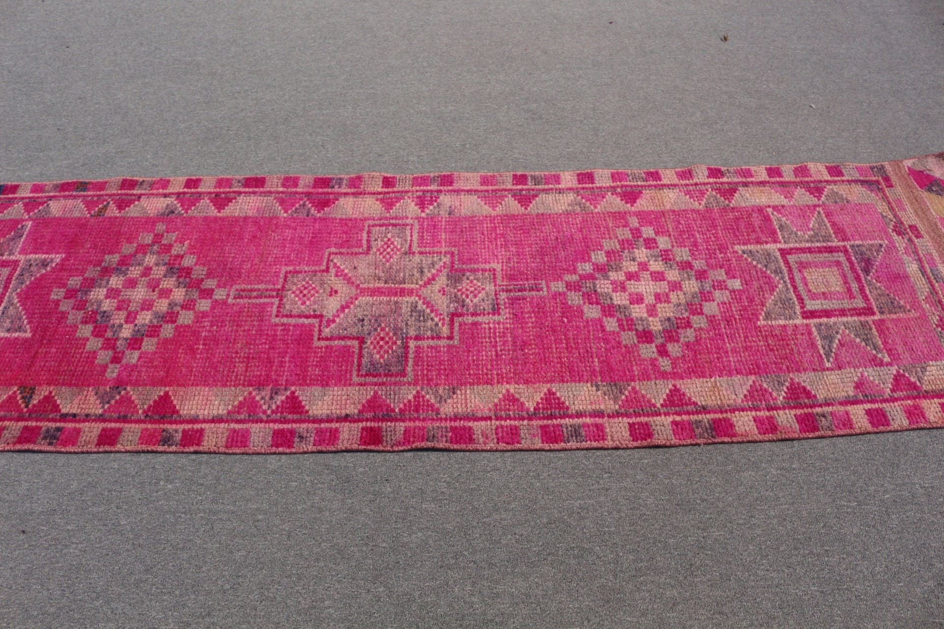 Hallway Rug, Wool Rug, Turkish Rugs, 2.6x9.7 ft Runner Rugs, Rugs for Corridor, Pink Kitchen Rug, Vintage Rugs, Stair Rug, Anatolian Rugs