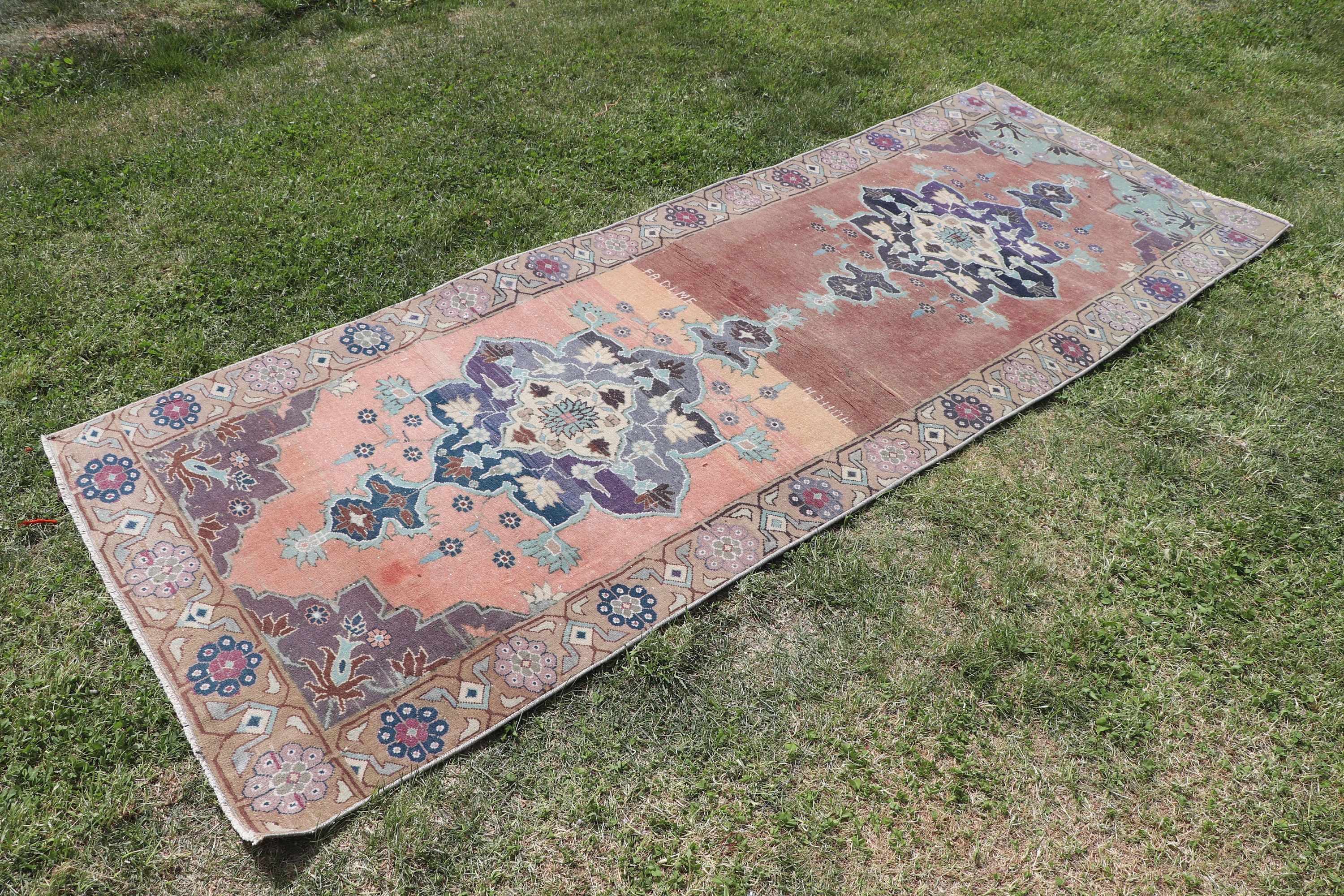 Vintage Halı, Vintage Yolluk Halısı, Oushak Halısı, Kahverengi Oushak Halısı, 2.8x7.5 ft Runner Halısı, Türk Halıları, Yün Halıları, Uzun Yolluk Halıları, Yer Halısı