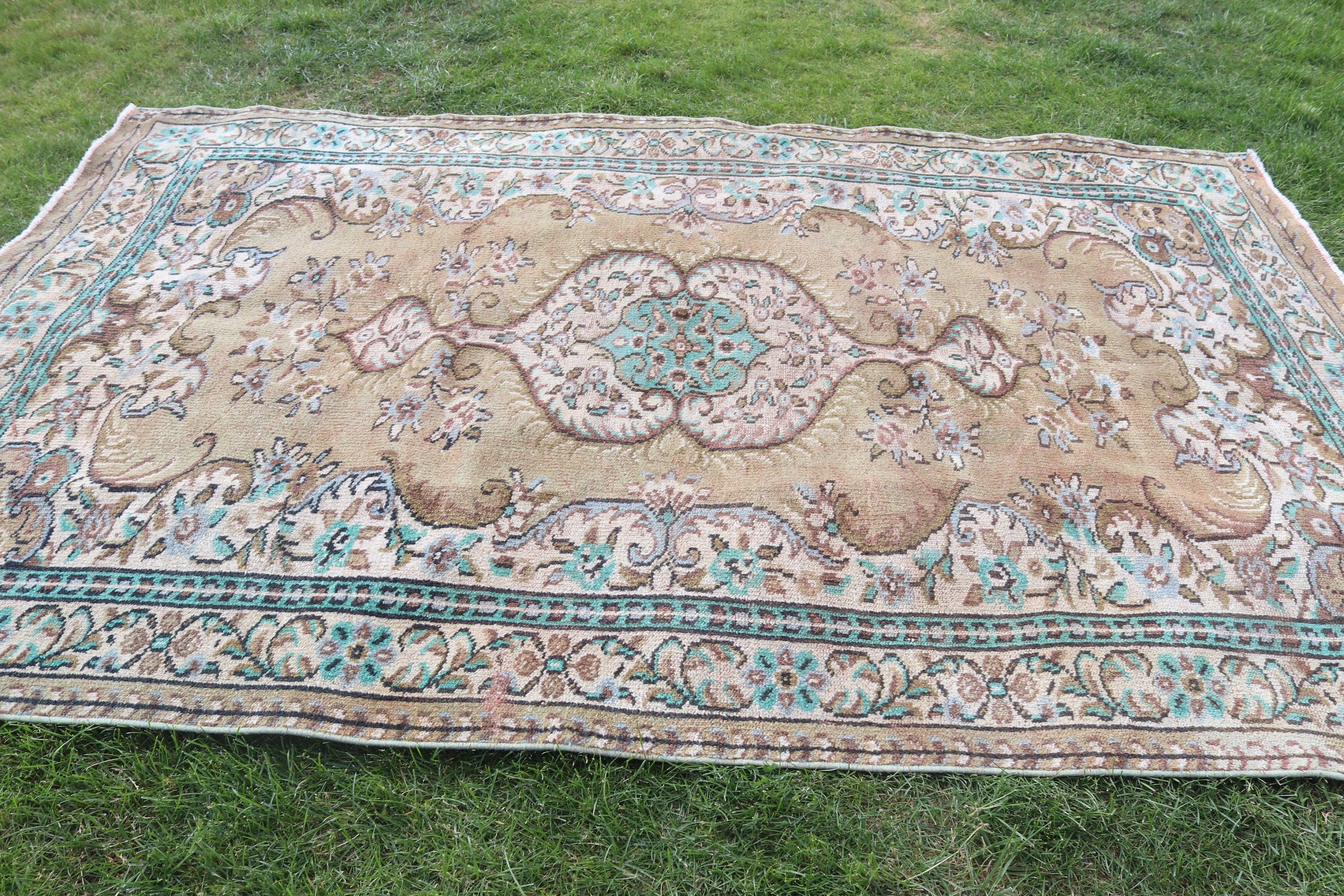 Ev Dekor Halısı, Vintage Halı, Oturma Odası Halısı, 5.9x9.2 ft Büyük Halılar, Bej Anadolu Halıları, Mutfak Halıları, Türk Halıları, Yatak Odası Halısı