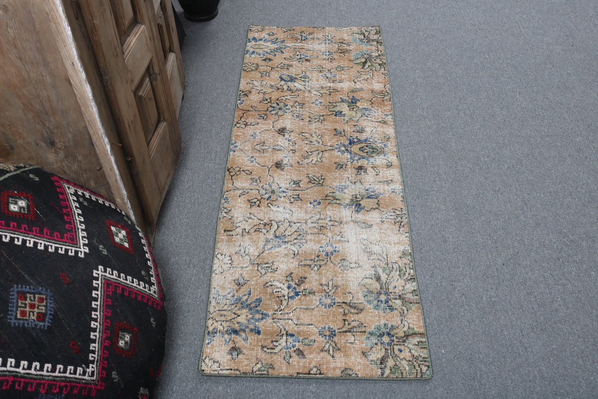 Turuncu Nötr Halı, Beni Ourain Runner Halı, 1.9x5.4 ft Runner Halıları, Mutfak Halısı, Vintage Halılar, Türk Halıları, Koridor Halısı, Boho Halıları