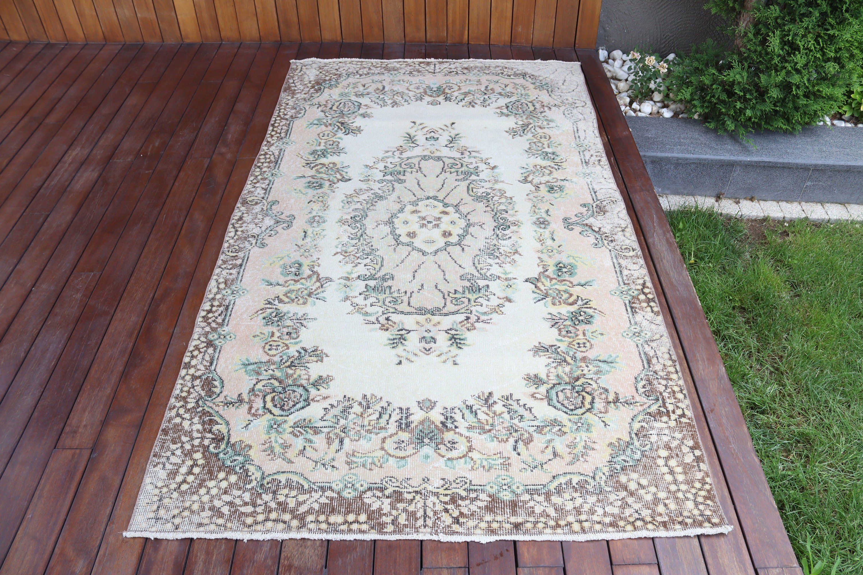 Handmade Rugs, Luxury Rug, Moroccan Rug, 4x7 ft Area Rug, Vintage Area Rug, Turkish Rug, Oushak Area Rugs, Beige Oriental Rug, Vintage Rugs