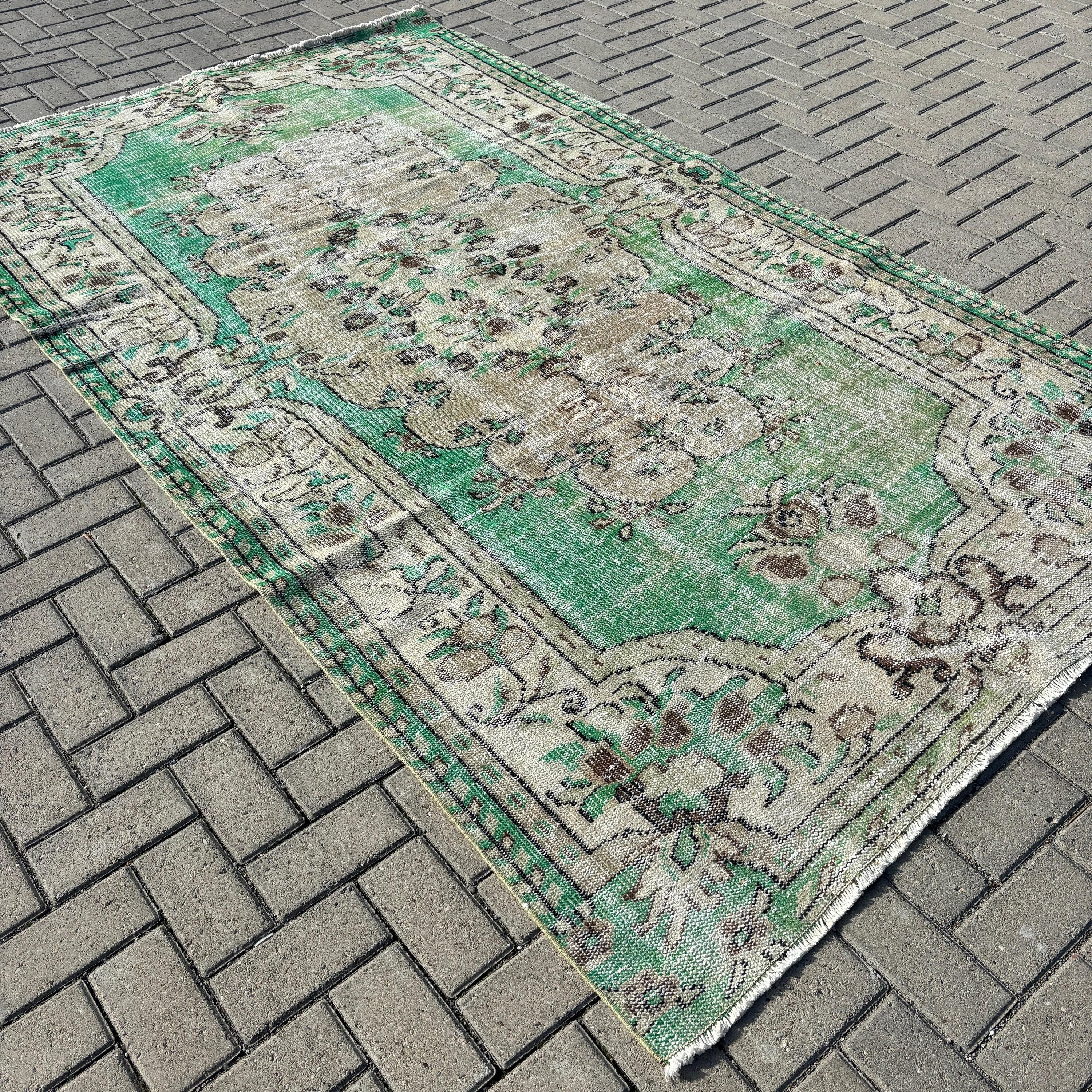 Large Oushak Rugs, Turkish Rug, Green  5.3x9.1 ft Large Rug, Vintage Rugs, Home Decor Rug, Dining Room Rug, Handwoven Rugs