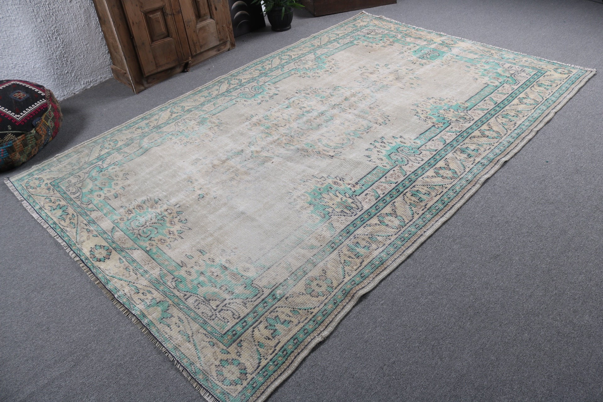 Büyük Vintage Halılar, 6.2x9.3 ft Büyük Halı, Lüks Halı, Vintage Halı, Yer Halısı, Yemek Odası Halıları, Türk Halısı, Kabile Halıları, Bej Mutfak Halısı