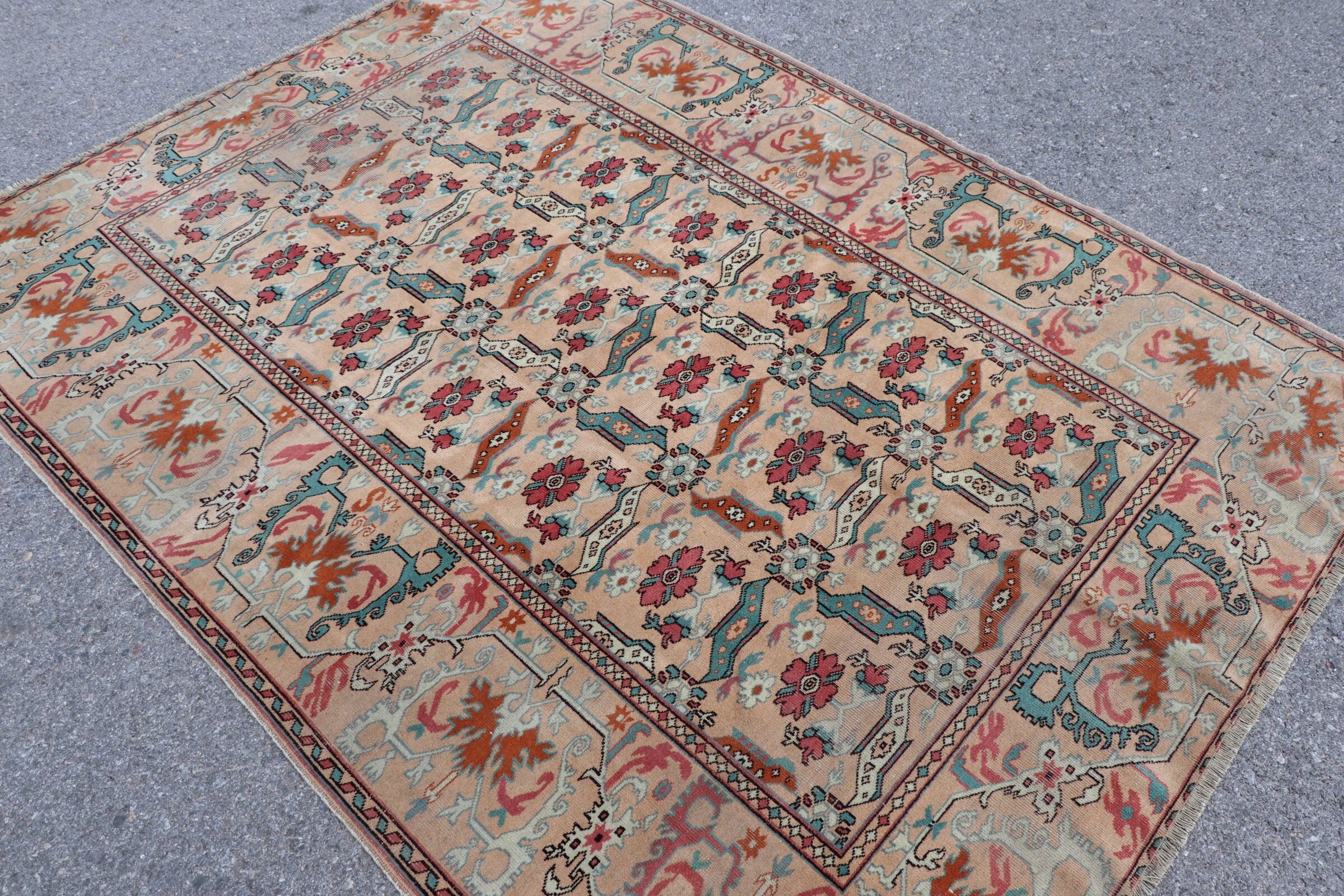 Rugs for Area, Kitchen Rug, Living Room Rug, Turkish Rug, Beige Oushak Rugs, Vintage Rug, 5.2x7 ft Area Rug, Nursery Rug, Antique Rugs